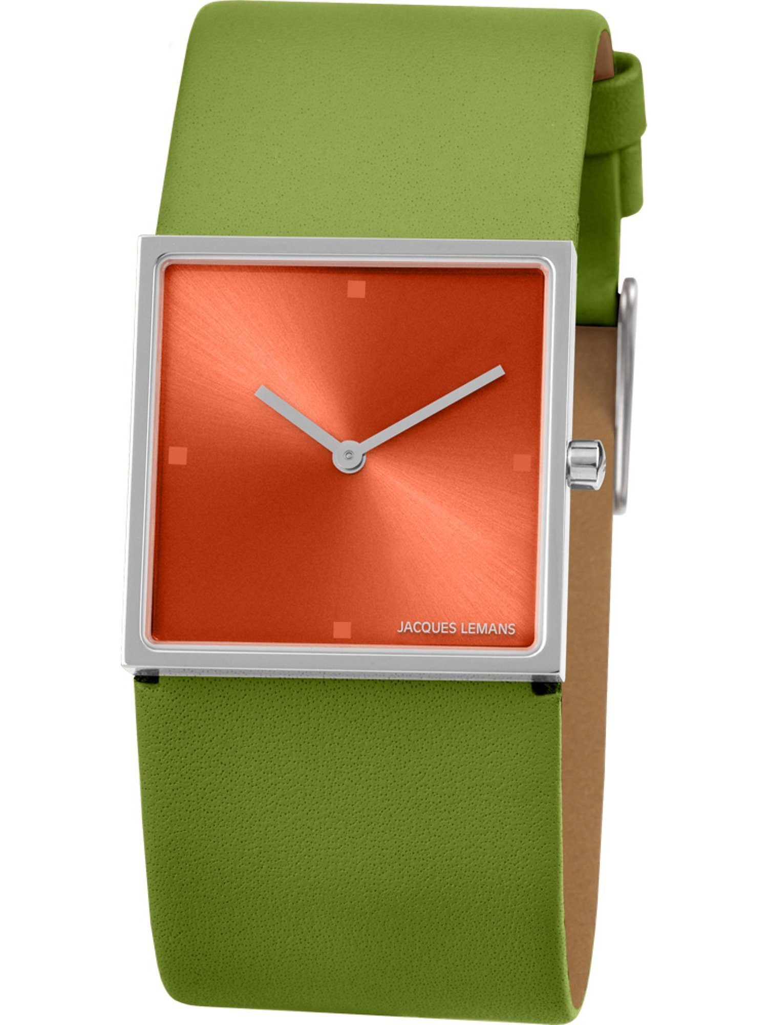 Jacques Lemans Klassikuhr Lemans grün/orange Damen-Uhren Analog Jacques Quarzuhr Quarz,