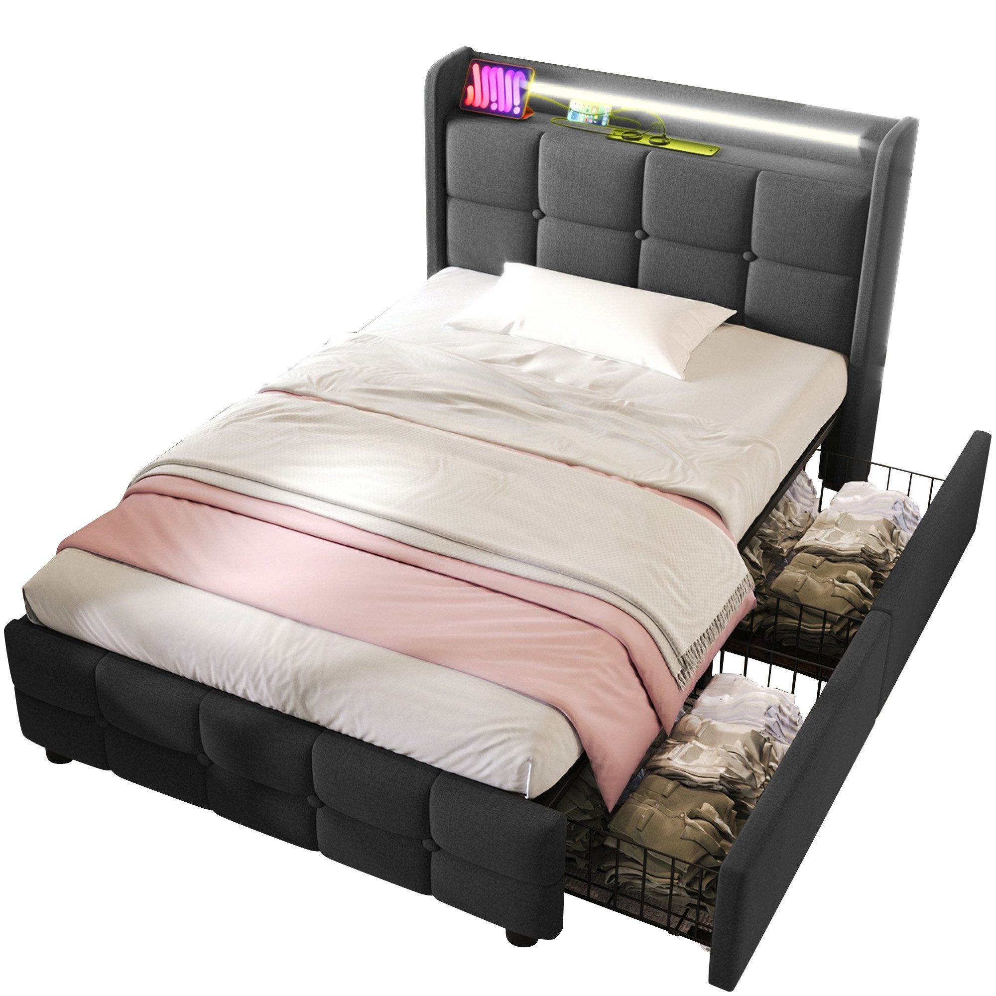 BlingBin Einzelbett Polsterbett (1-tlg., Stauraumbett mit günstig online kaufen