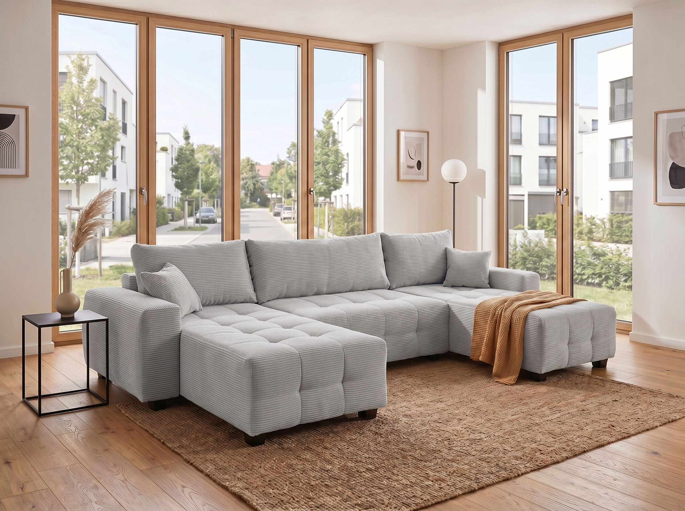 OTTO home Wohnlandschaft Bella U-Form, B: 314 cm, inkl. Schlaffunktion, auch in Cord, inkl. Bettkasten, Bonellfederkern, extra große Liegefläche: 269x135cm