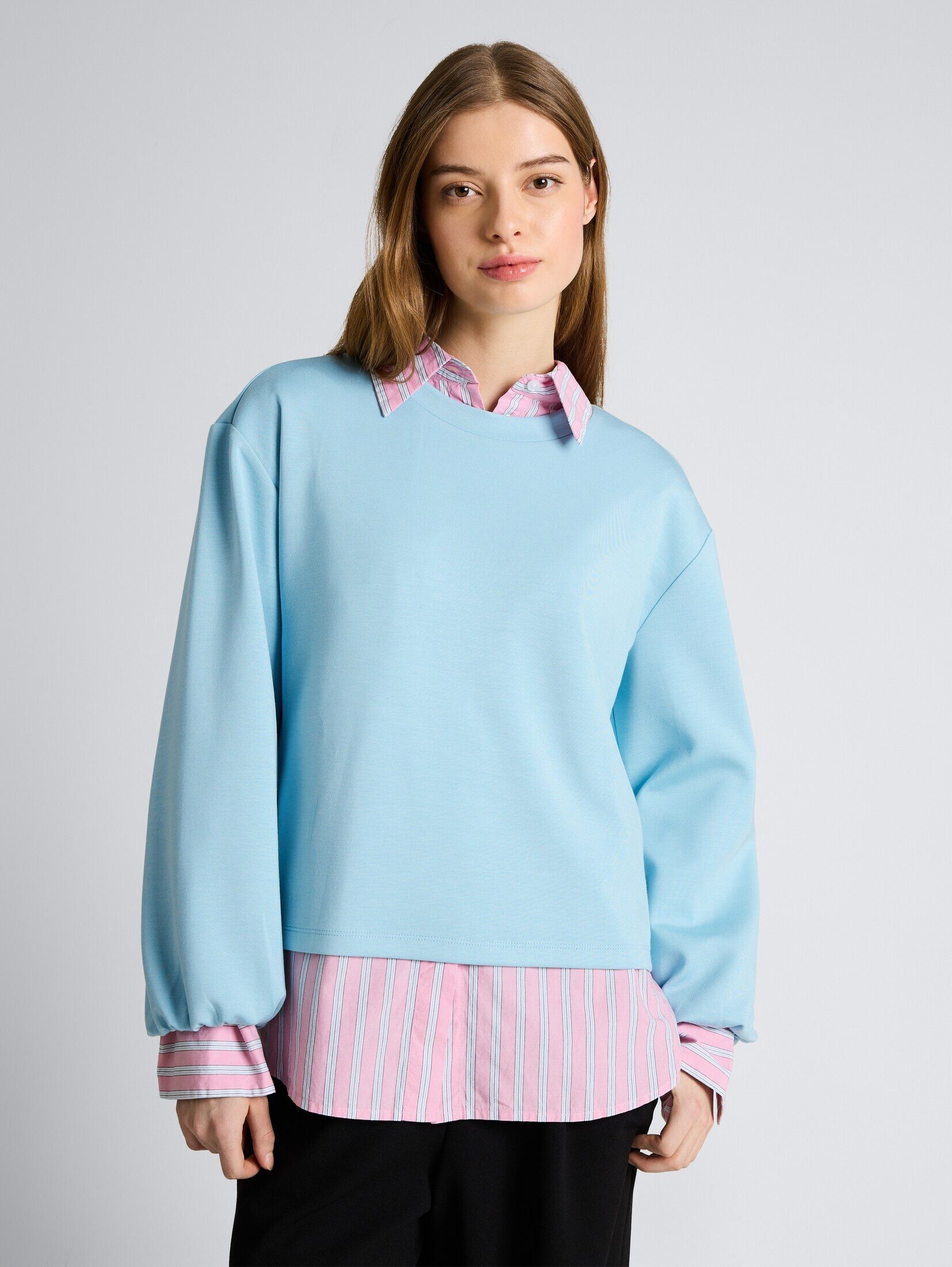 TOM TAILOR Denim Langarmshirt T-Shirt Loose Fit Scuba Langarmshirt