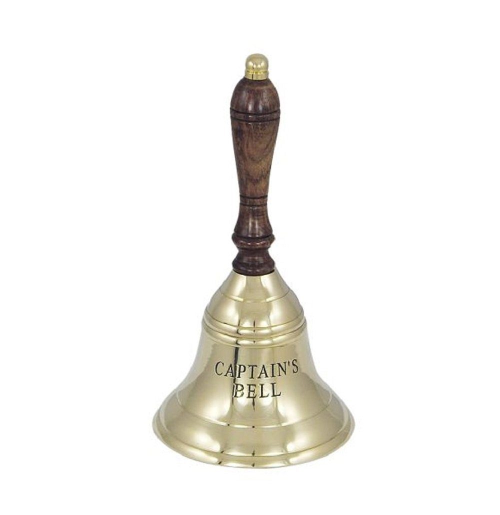 Linoows Dekoobjekt Glocke Handglocke Kapitänsglocke Messing Tischglocke 21 cm (1x), Hand gefertigt