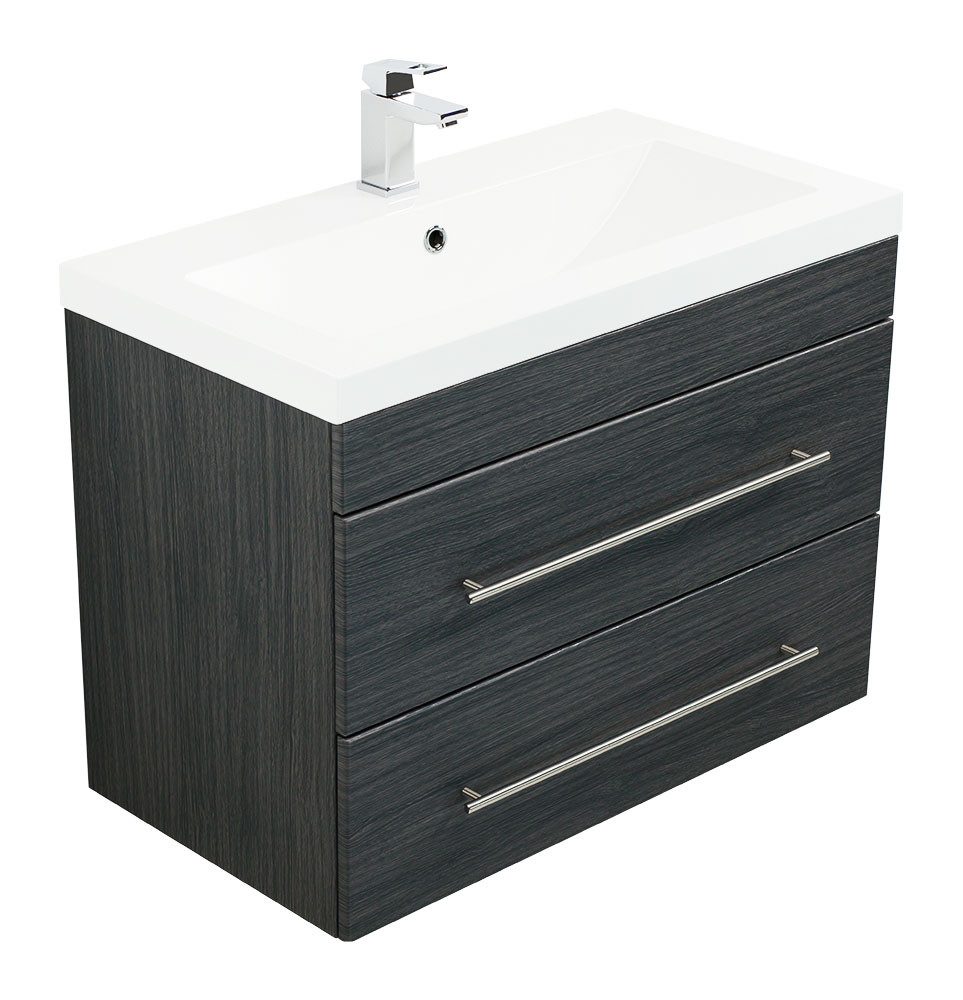 Magnolia Home Waschtisch Badmöbel Infinity 850 SoftClose anthrazit gemasert