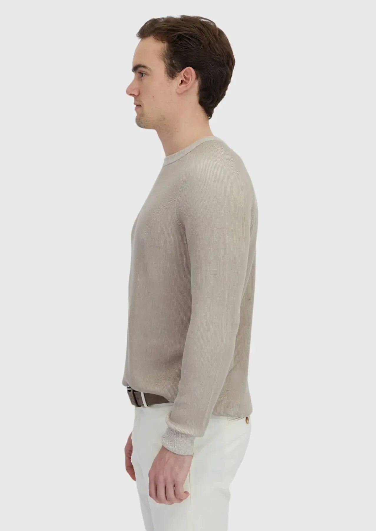 RAMSEY Longpullover Beiges Strick-Sweatshirt