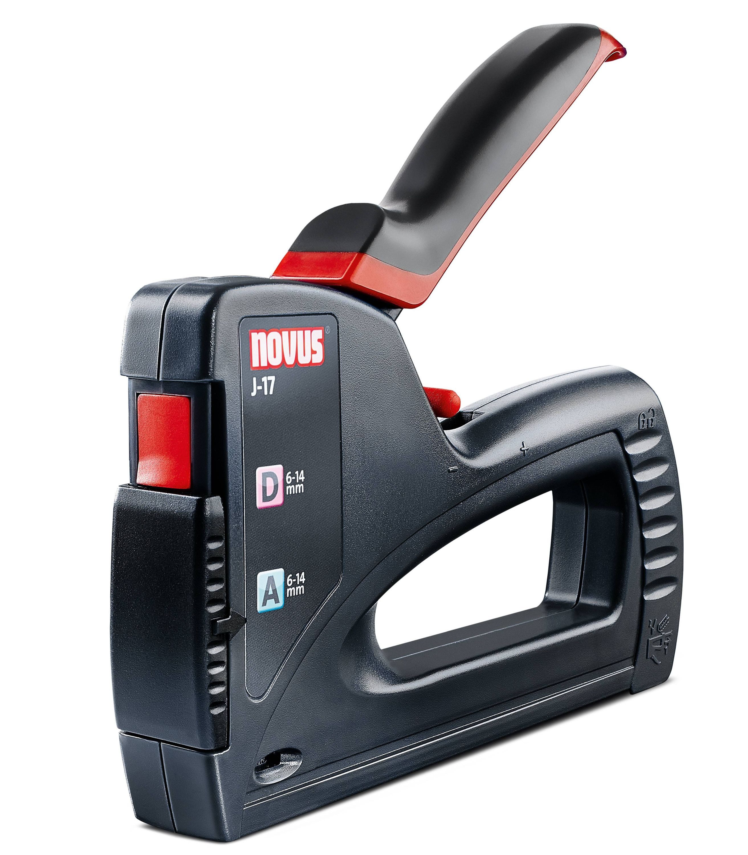 Novus Tools Handtacker, (J-17, für Feindrahtklammern und Flachdrahtklammern bis zu 14 mm), ABS-Kunststoff, Quick-Loading System, 030-0438