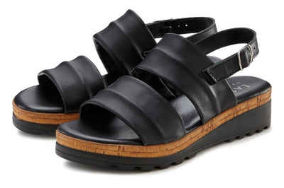 LASCANA Sandalette Sandale, Sommerschuh aus hochwertigem Leder mit leichtem Keilabsatz