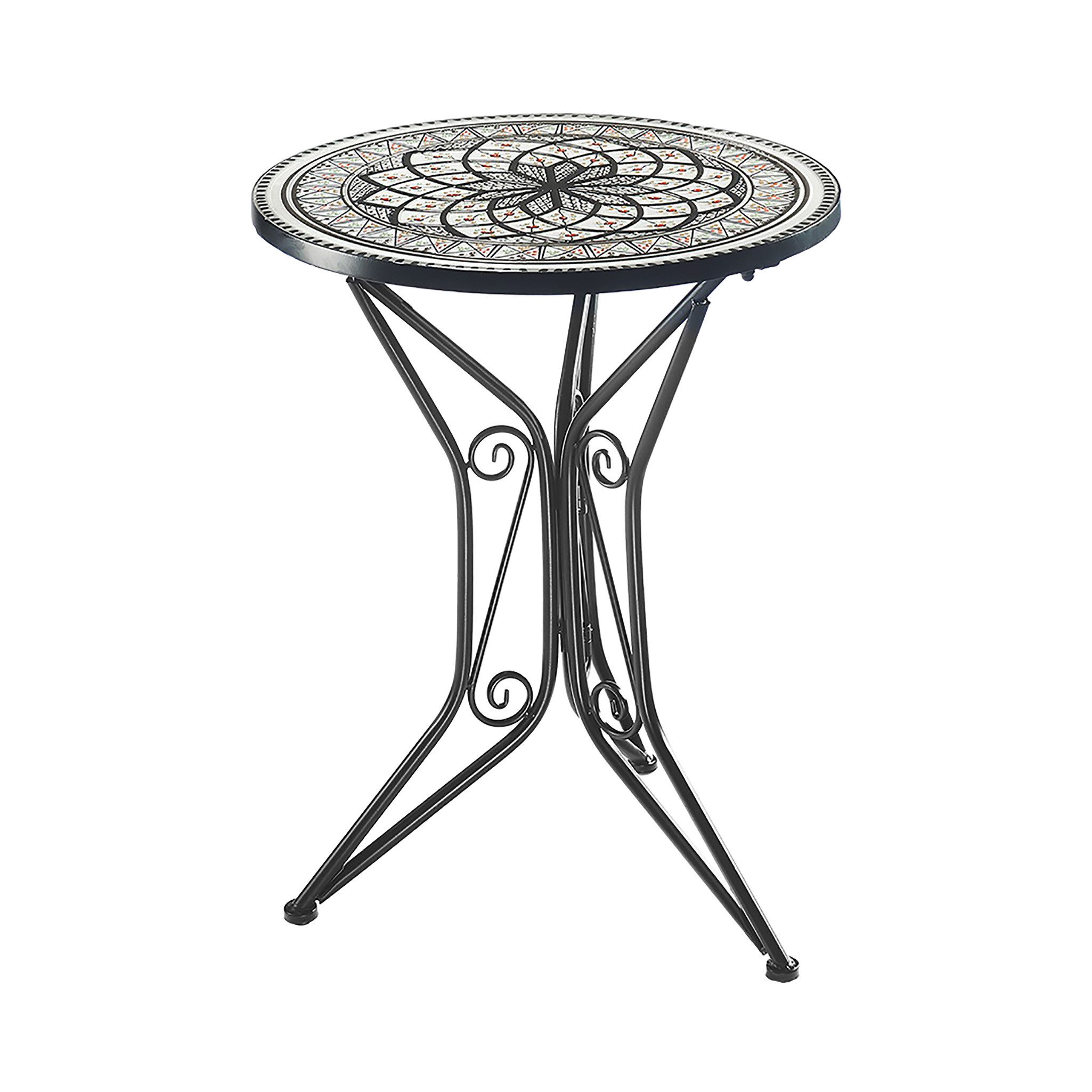 Kobolo Beistelltisch Gartentisch Metalltisch in Mosaikoptik grau weiß (kombinierbar, 1-St)