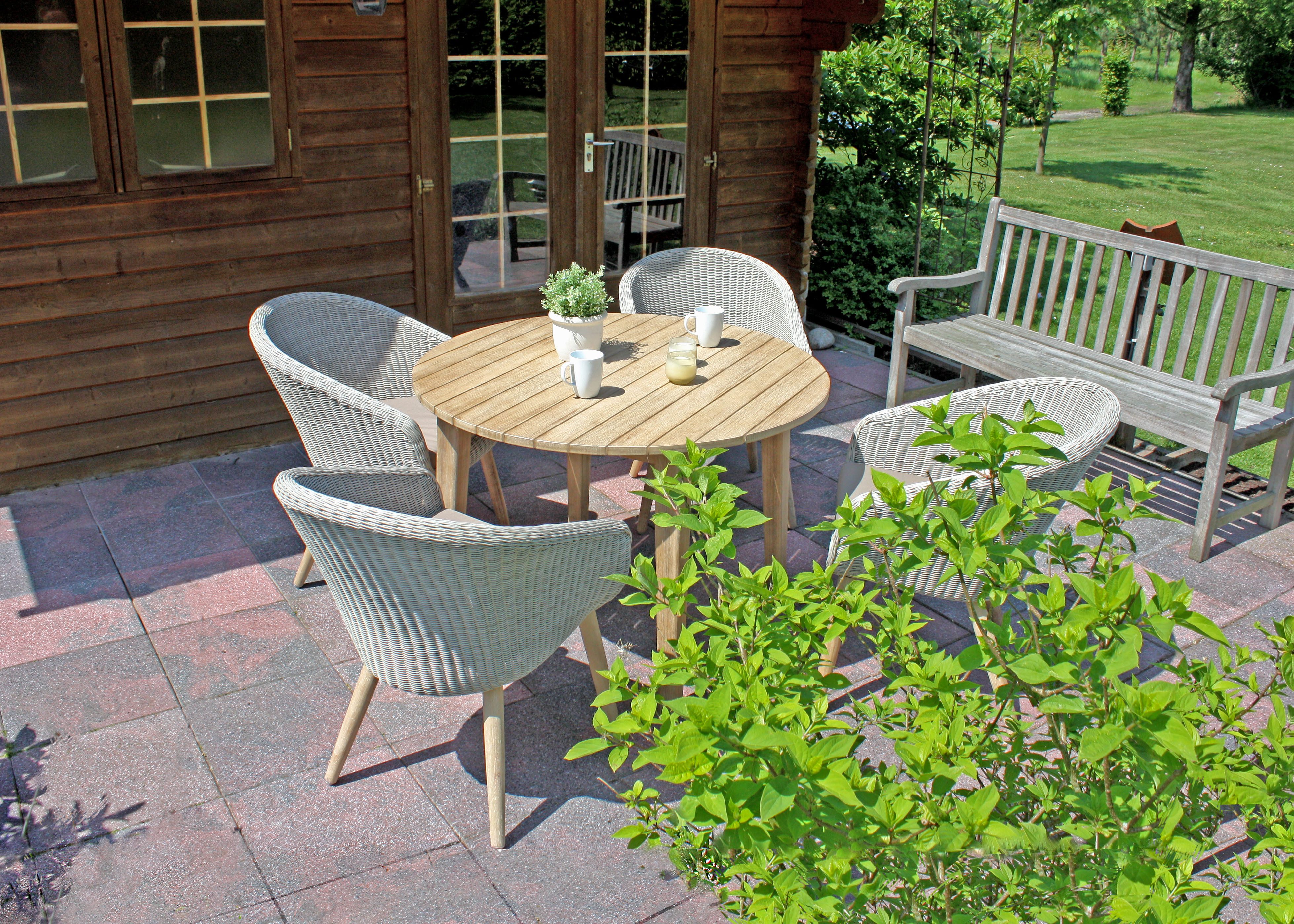 Garden Pleasure Garten-Essgruppe, Tischgruppe »OAKLAND/ARVARDA Set 01«, (Set), 4 Sessel, Tisch LxB: 200x100 cm, inkl Auflagen