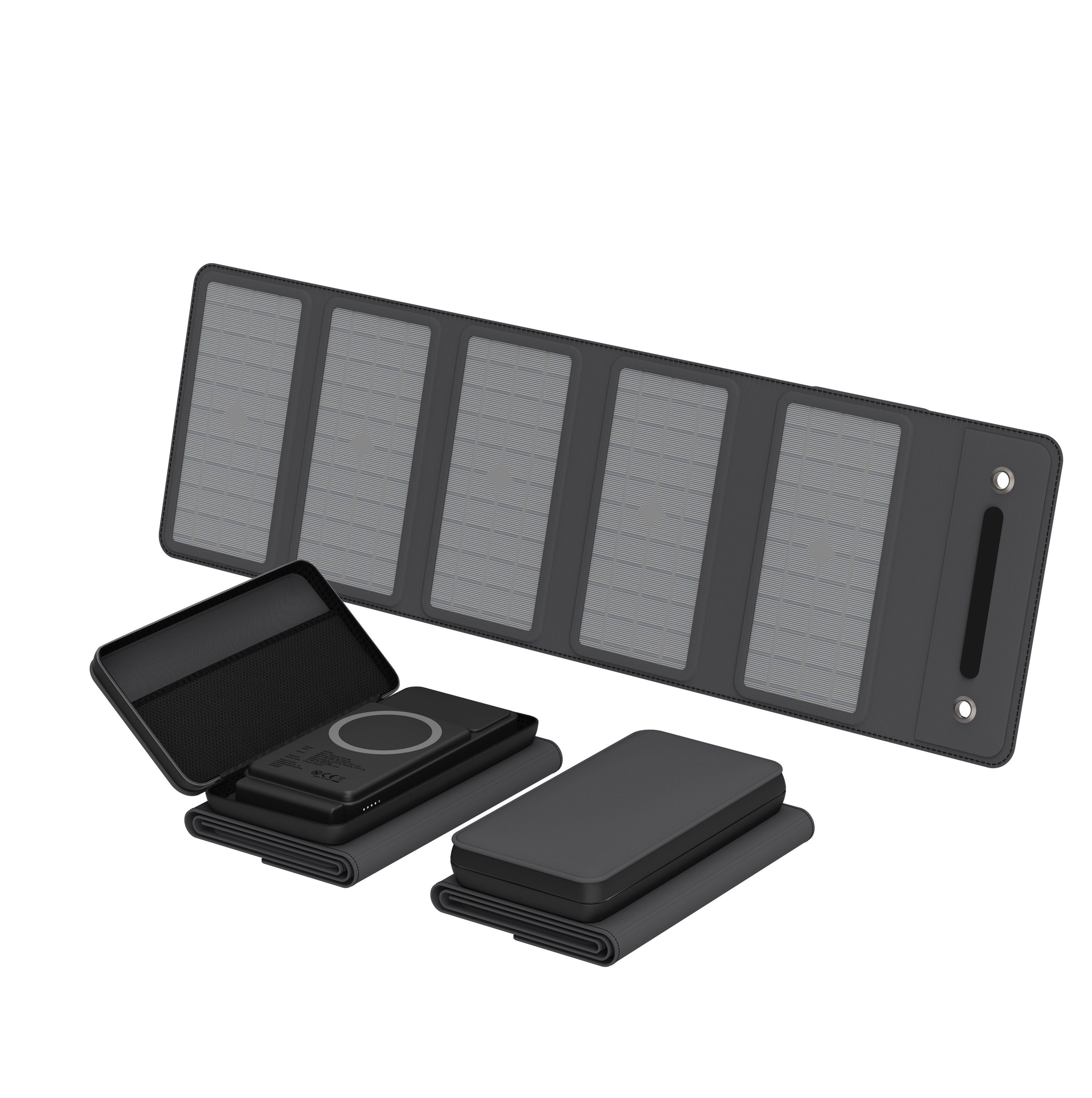 XLAYER Powerbank Solar 15W 10.000 mAh Wireless Solarpanel externes Ladegerät Powerbank – Bild 3 von 5