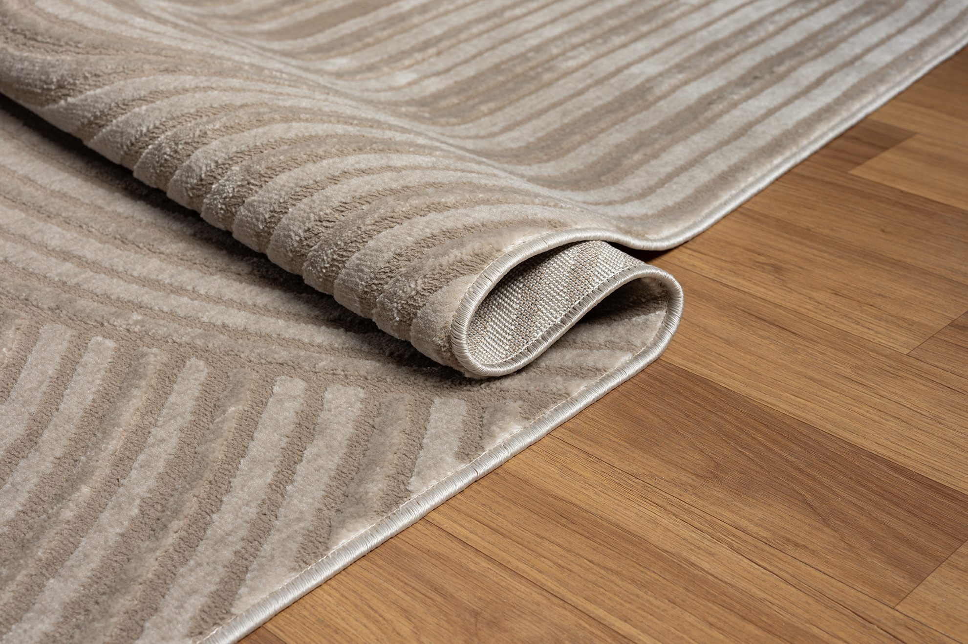 Vimoda Designteppich Wohnzimmer mit Kreis-Hochtiefmuster, Rechteck, kurzflor Teppich für Schlafzimmer, Wellenoptik, Boho Skandi – Bild 5 von 5