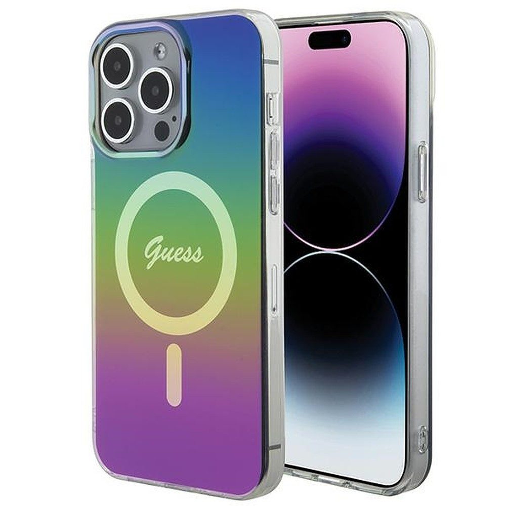 Guess Smartphone-Hülle Handyhülle Schutzhülle Rückseitenschutz 6,7 Zoll, MagSafe, schillernder Farbverlauf, Hardcase, kratzfest