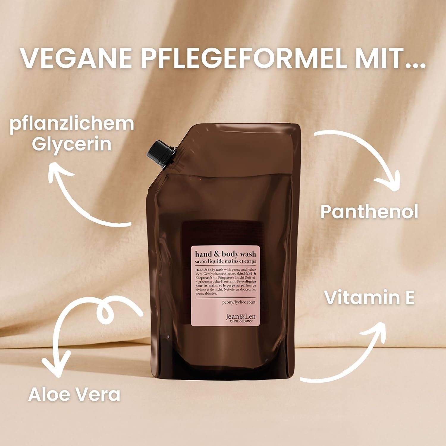 Jean & Len ohne Gedons* Handseife Jean & Len Hand & Body Wash Pfingstrose & Litschi 1,5, 1-tlg.