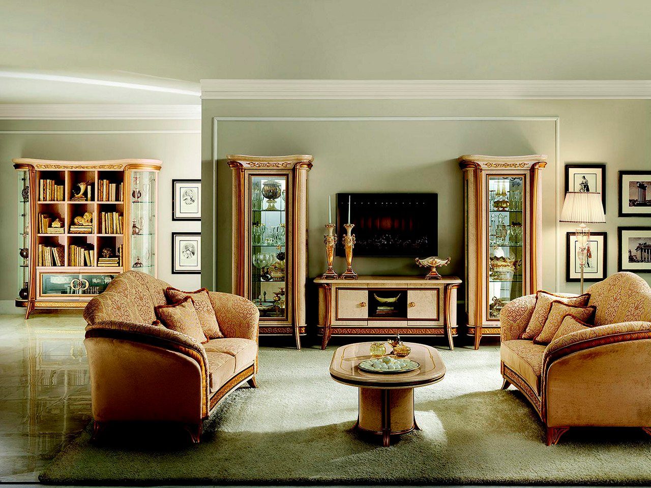 JVmoebel Wohnzimmer-Set, arredoclassic™ Sofagarnitur Sofa Designer 2 Couch + Wohnzimmer Möbel Barock Klassisch 3