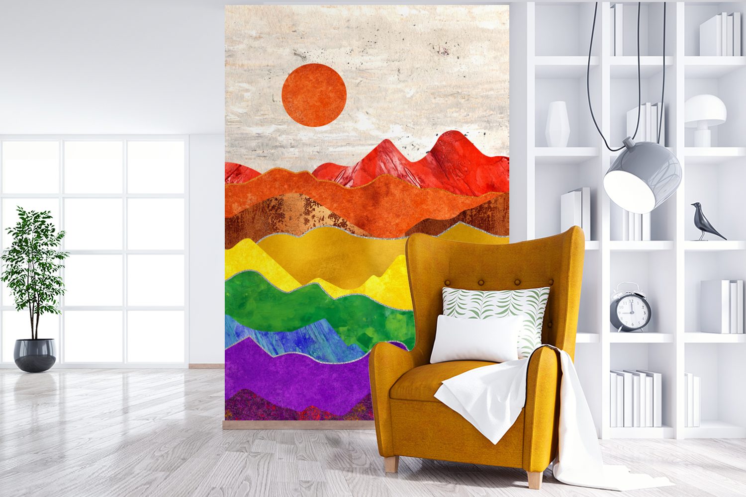 Wohnzimmer, St), Wandtapete Stolz Matt, (3 Vinyl bedruckt, - MuchoWow Schwul, - Regenbogen für Tapete Montagefertig Fototapete