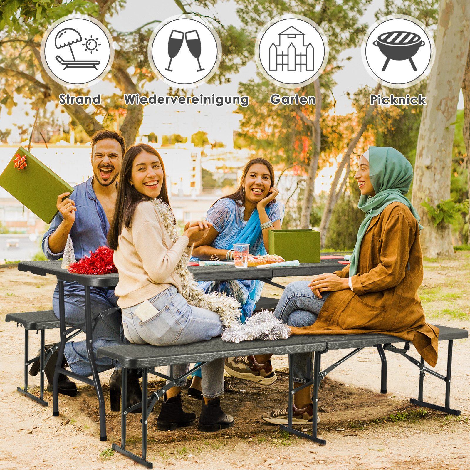 TLGREEN Bierzeltgarnitur Campingtisch, Pflegeleicht und tragbar, günstig online kaufen