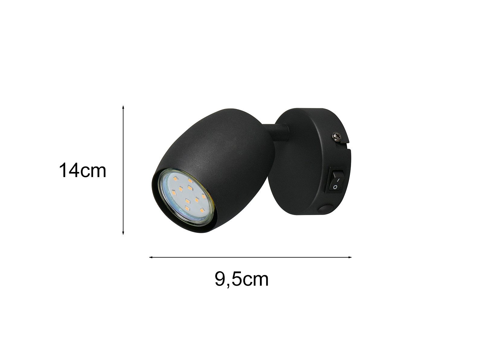Reality Leuchten LED Wandstrahler, Dimmfunktion, LED wechselbar, Warmweiß, Innen Wandleuchte aus Metall mit Schalter, Spot schwenkbar, Höhe 14cm