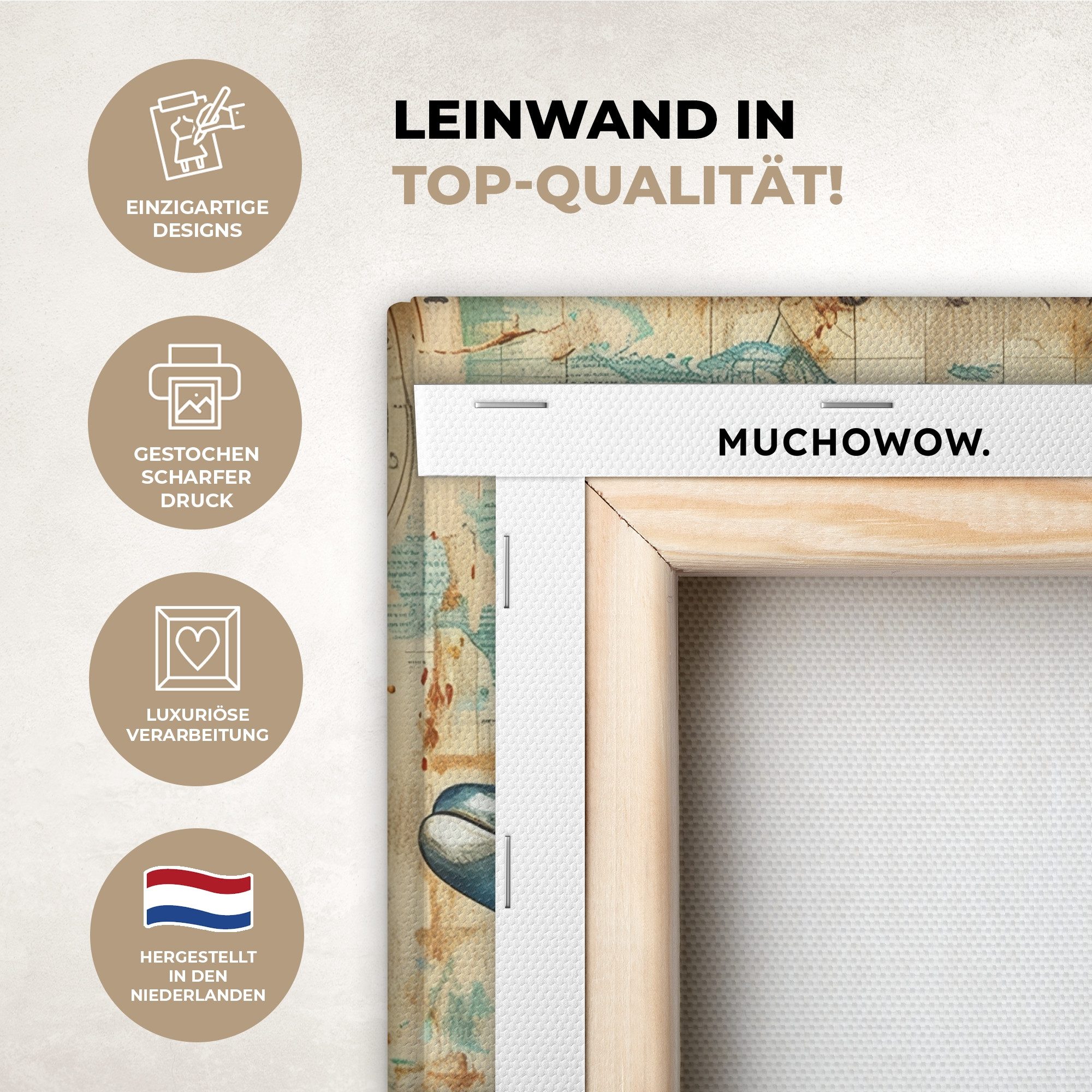 OneMillionCanvasses® Leinwandbild Weinlese - Delphin - Tiere - Aquarell - B günstig online kaufen