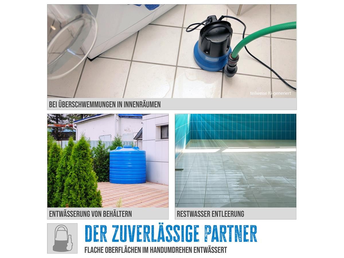Güde Wasserpumpe Flachsaugerpumpe GFS 401 S, 400 W, 7.000 l/h Fördervolumen, max. Förderhöhe 8 m – Bild 4 von 5