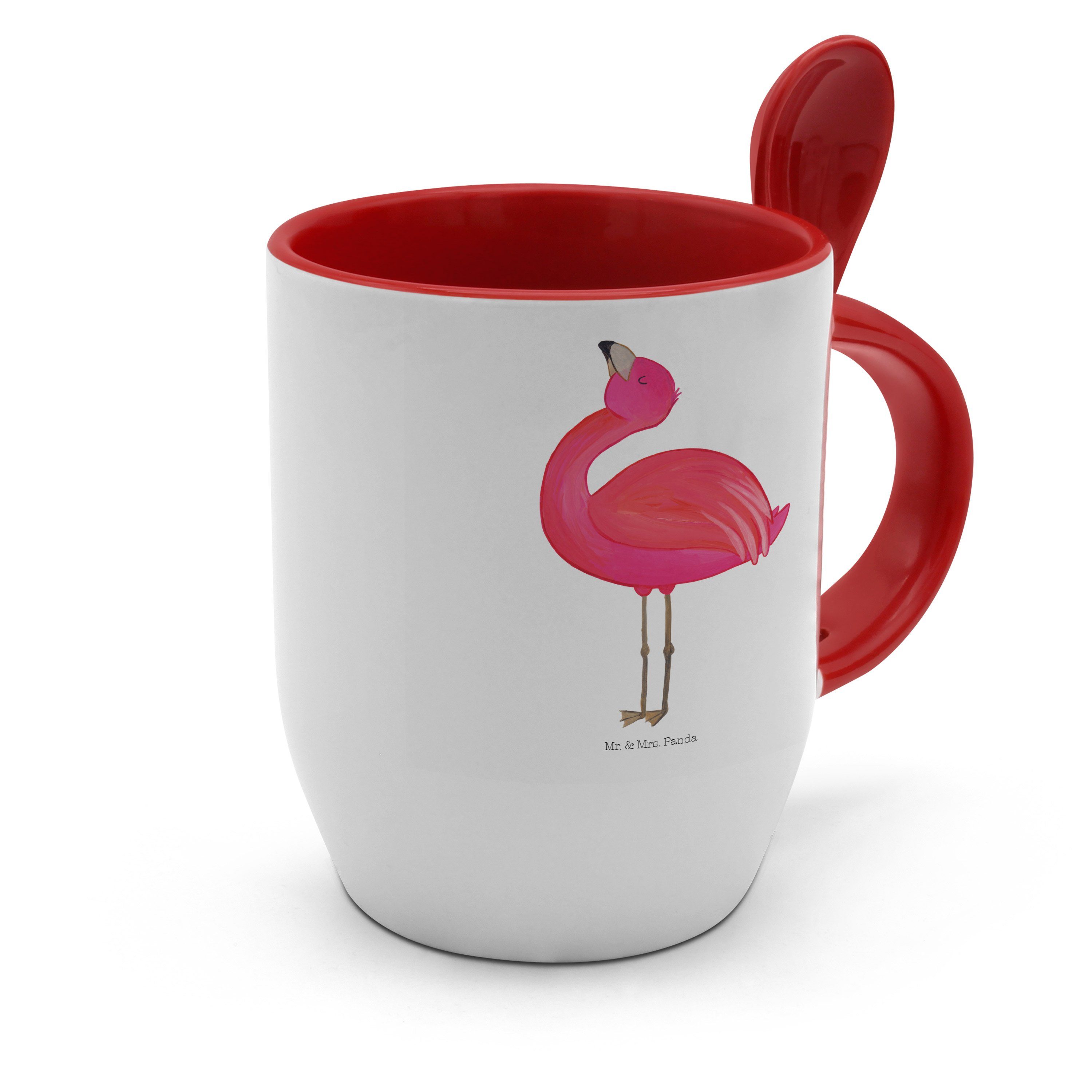 Mr. & Geschenk, Tassen, Weiß Tasse, Keramik - Flamingo stolz Mrs. - zufrieden, Schwester, Tasse Panda