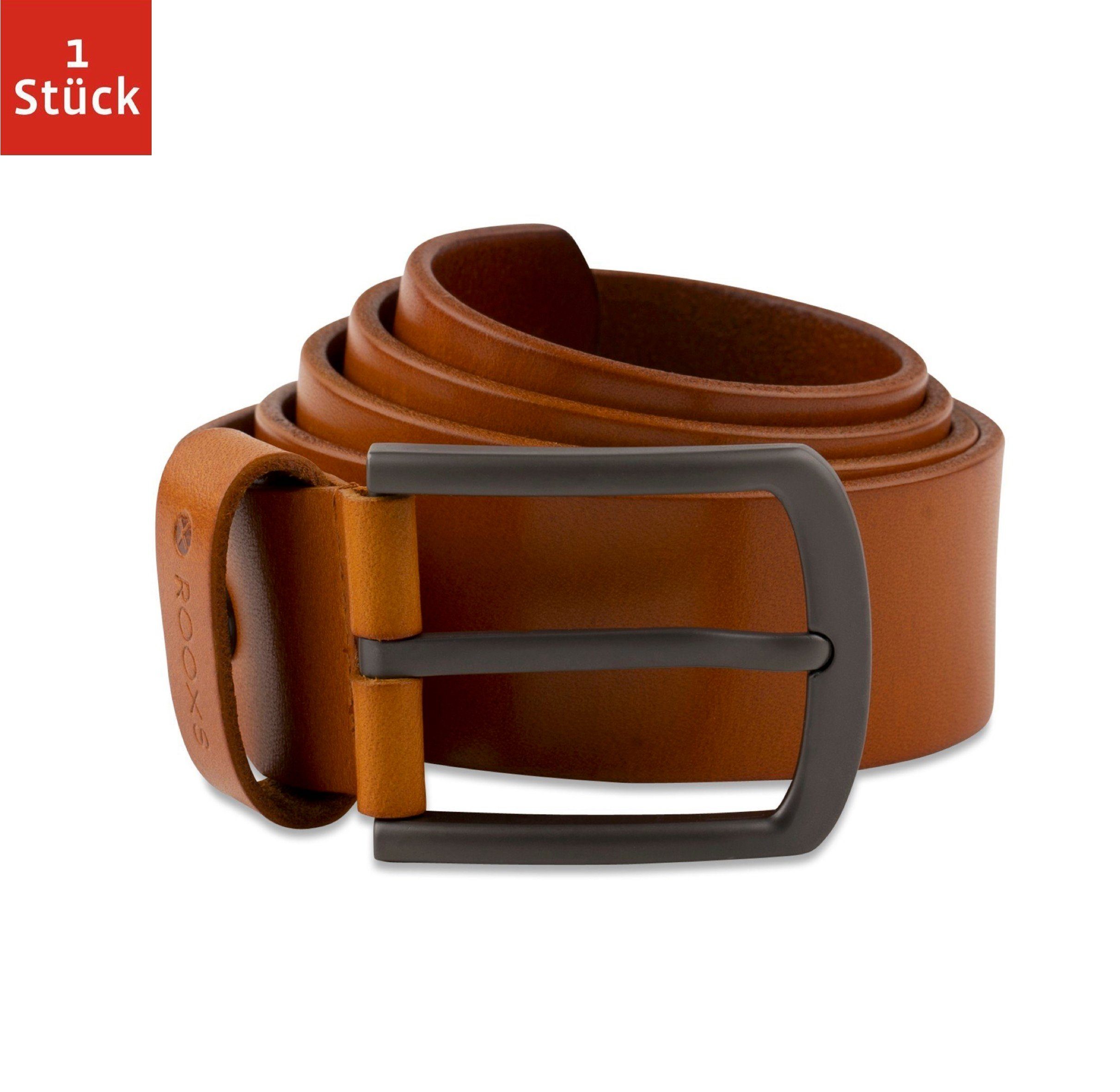 ROOXS Ledergürtel Herren Ledergürtel Gürtel aus 100% Echt Leder Metallschnalle mit Dornverschluss