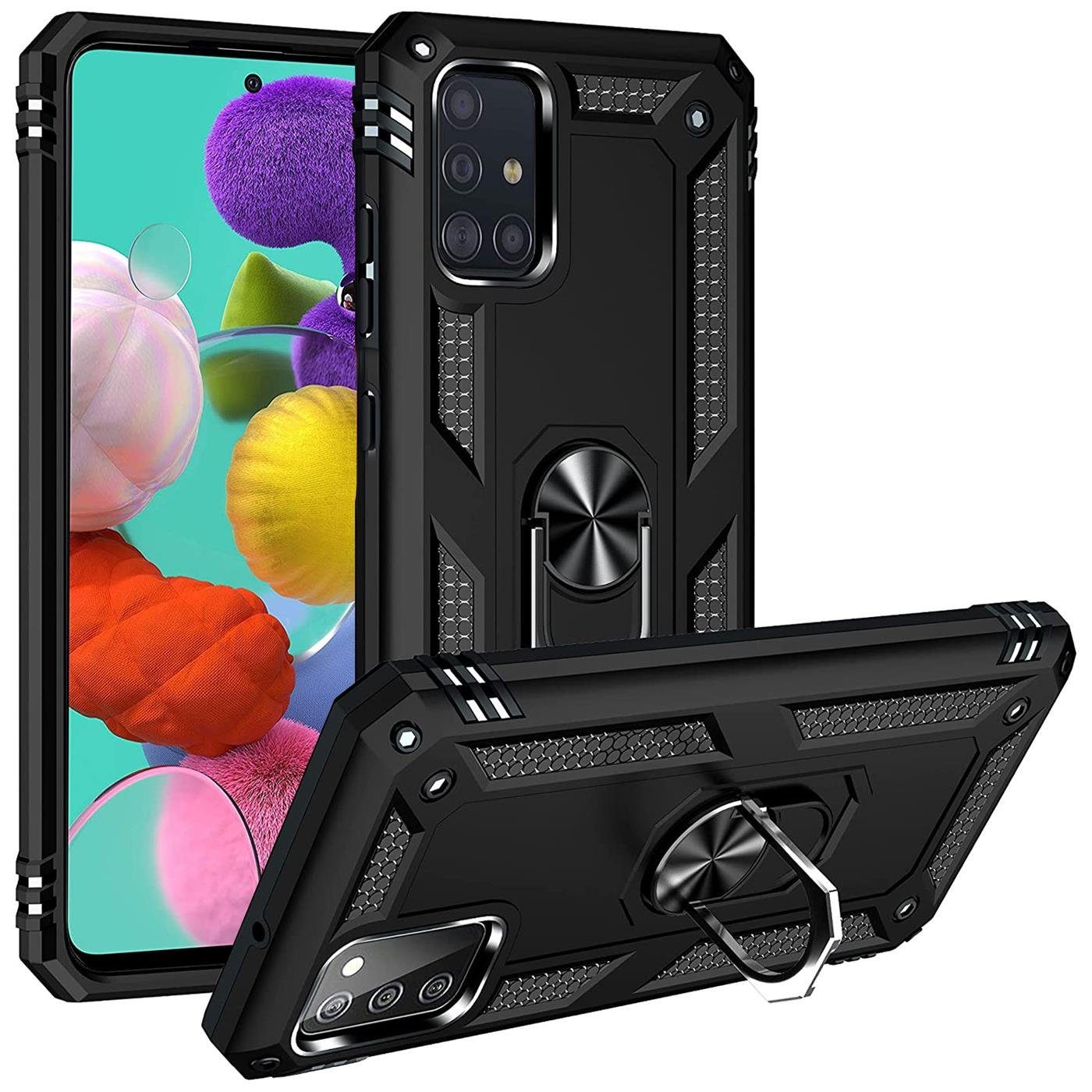 CoolGadget Handyhülle Armor Shield Case für Samsung Galaxy A51 6,5 Zoll, Outdoor Cover mit Magnet Ringhalterung Handy Hülle für Samsung A51