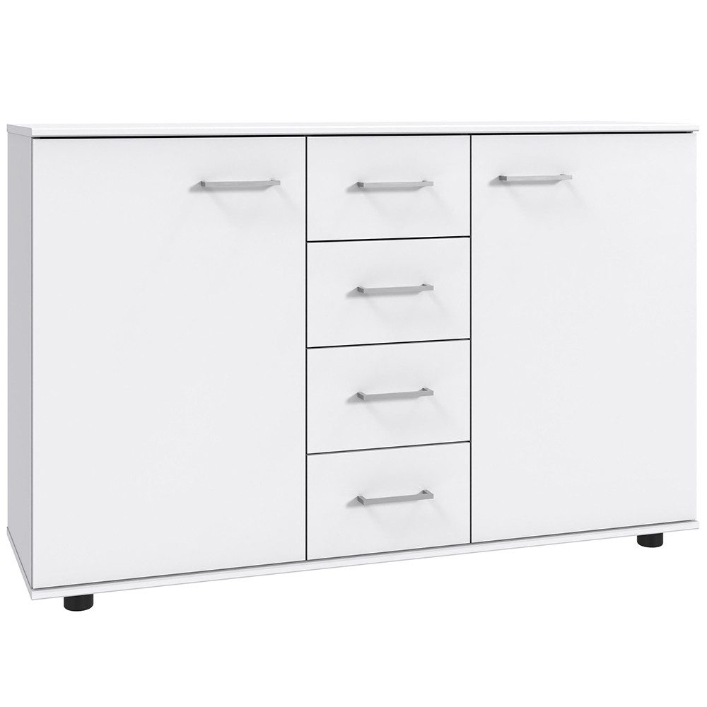 Lomadox Kommode TREVISO-43, Schlafzimmerkommode Schlafzimmerschrank Schrank 130 cm breit weiß