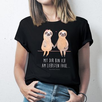 Mr. & Mrs. Panda T-Shirt Faultier Pärchen - Schwarz - Geschenk, verlobt, Frauen, Lieblingstier (1-tlg)