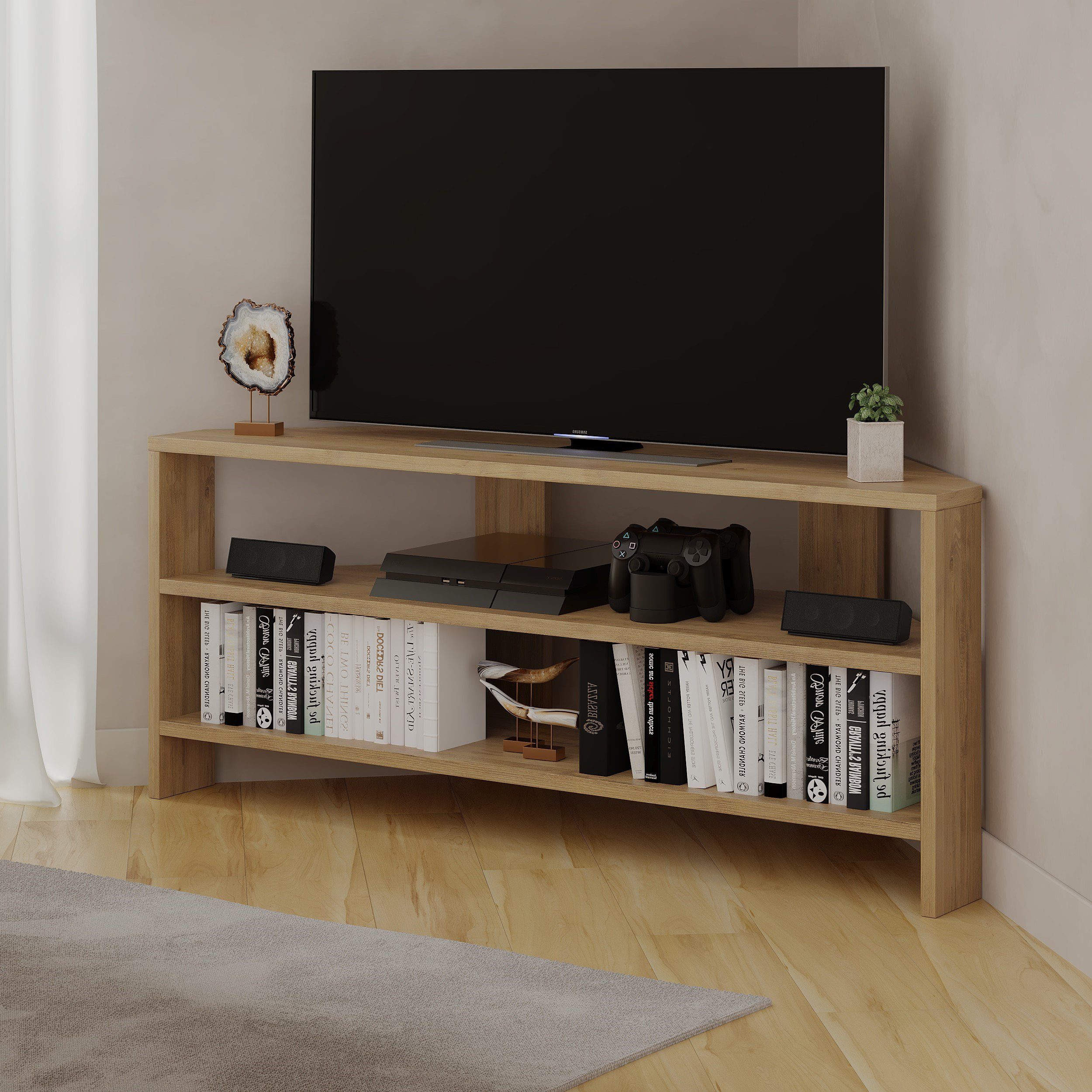 Decortie TV-Schrank Thales (1 set) Modernes Eck-Fernsehgerät Multimedia-Center, 110 x 36 x 45 cm – Bild 4 von 5