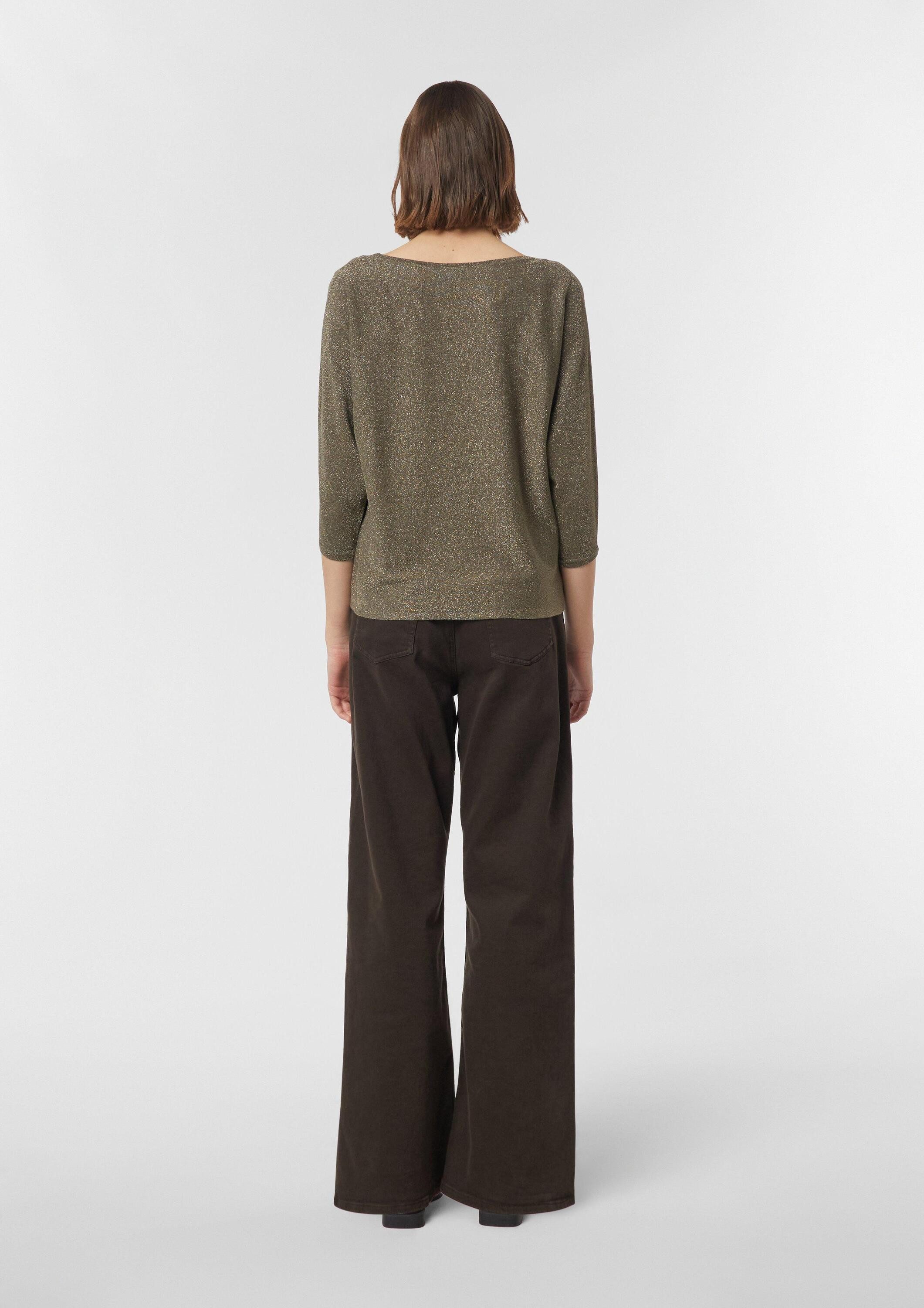 comma Longpullover Strickpullover Feinstrickpullover mit Glitzergarn und 3/4 Arm