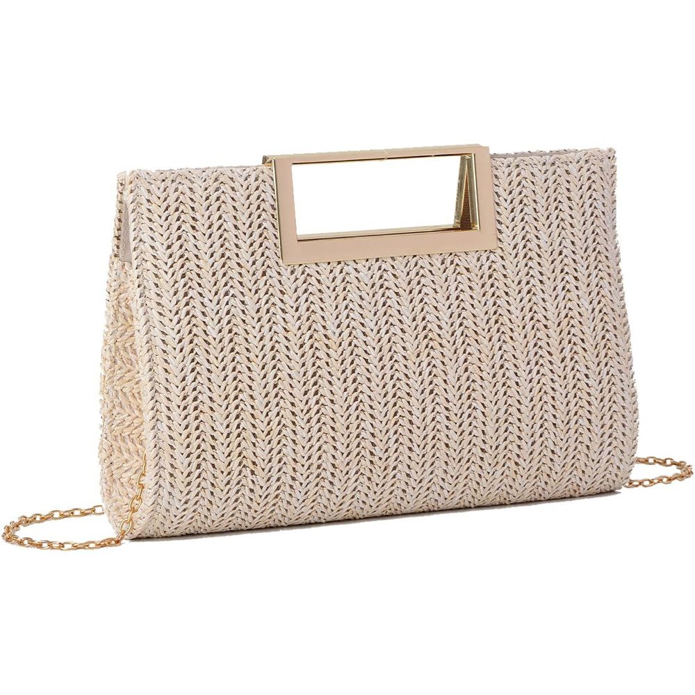 Zaewry Strandtasche Damen Strandtasche Stroh, Straw Clutch, Bohemian Clutch Stroh, für Reisen Strand Reise Schule Arbeit Einkaufen