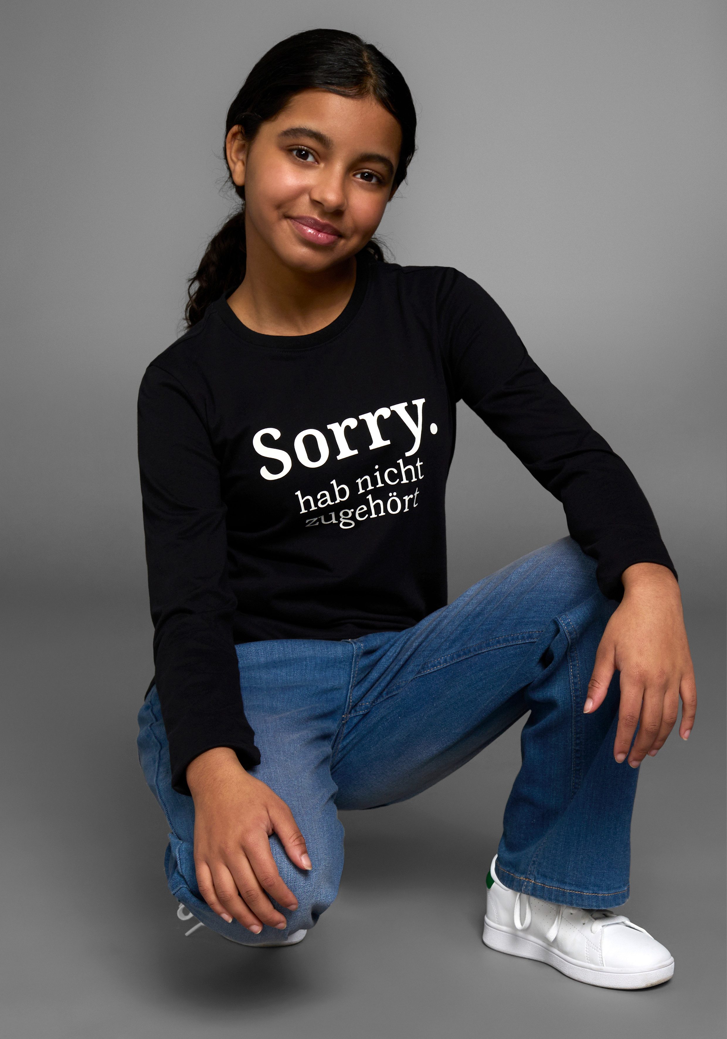 KIDSWORLD Langarmshirt Sorry. hab nicht zugehört Langarm, Basic-Passform, mit peppigem Druck und Statements