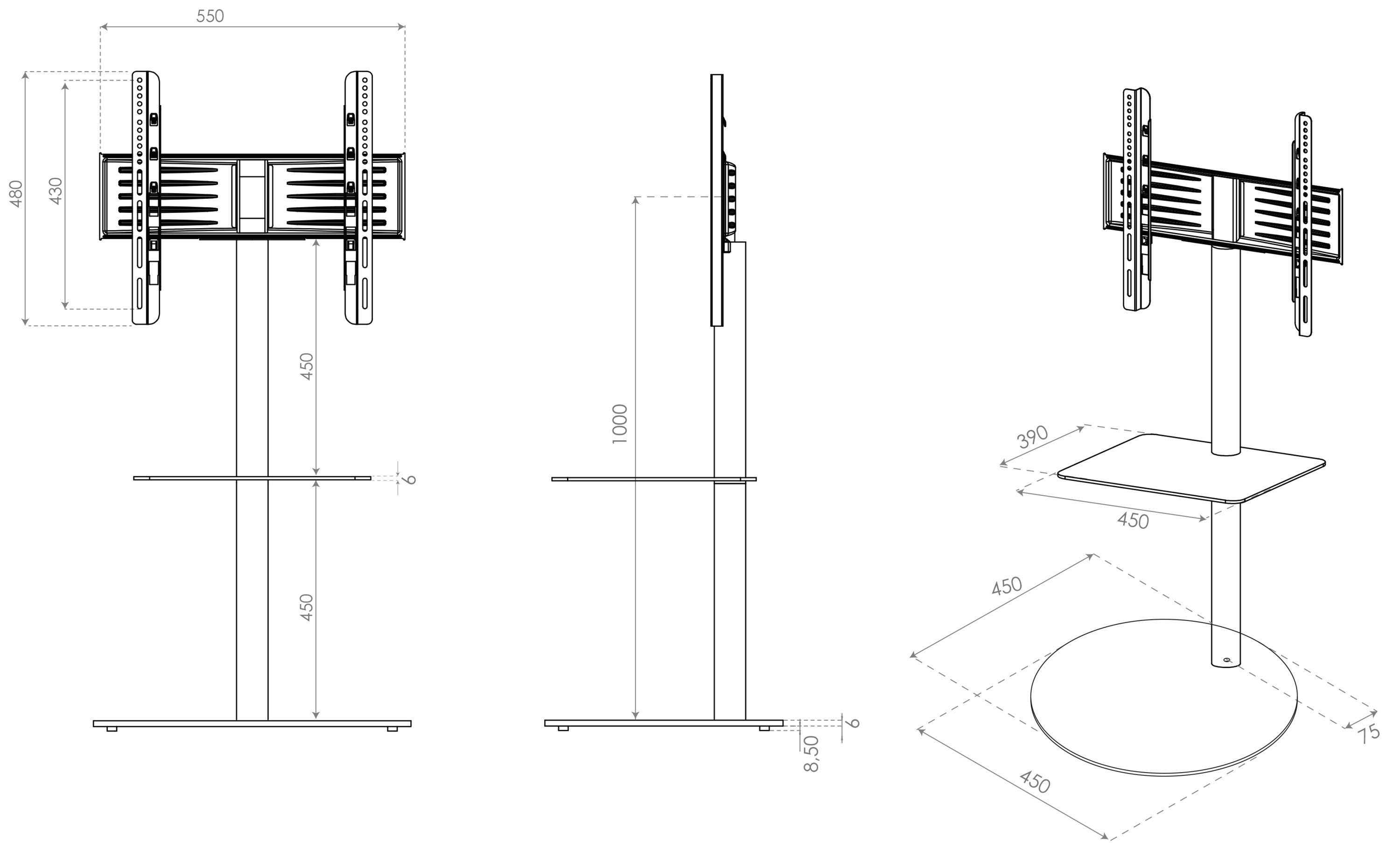 VCM TV-Ständer Design Premium TV Standfuß Rack Fernseh Cirla ZW