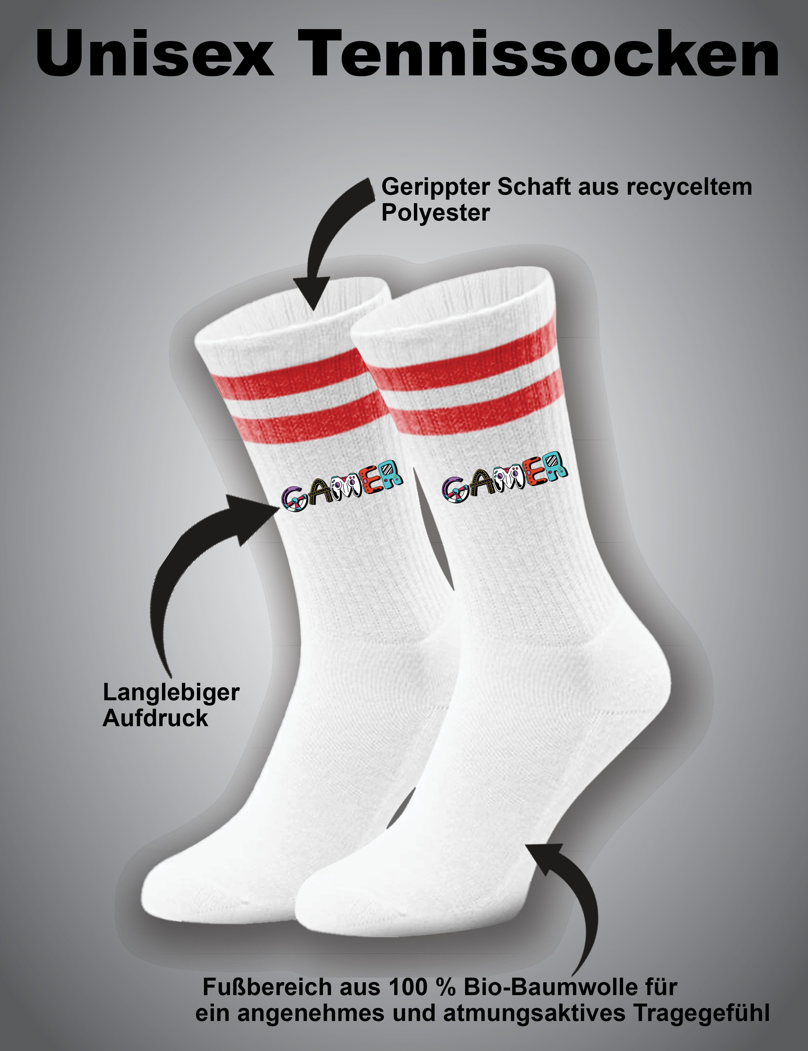 Youth Designz Tennissocken Gamer Unisex Socken Geschenk Retro mit verstärkter Verse und Zehenbereich