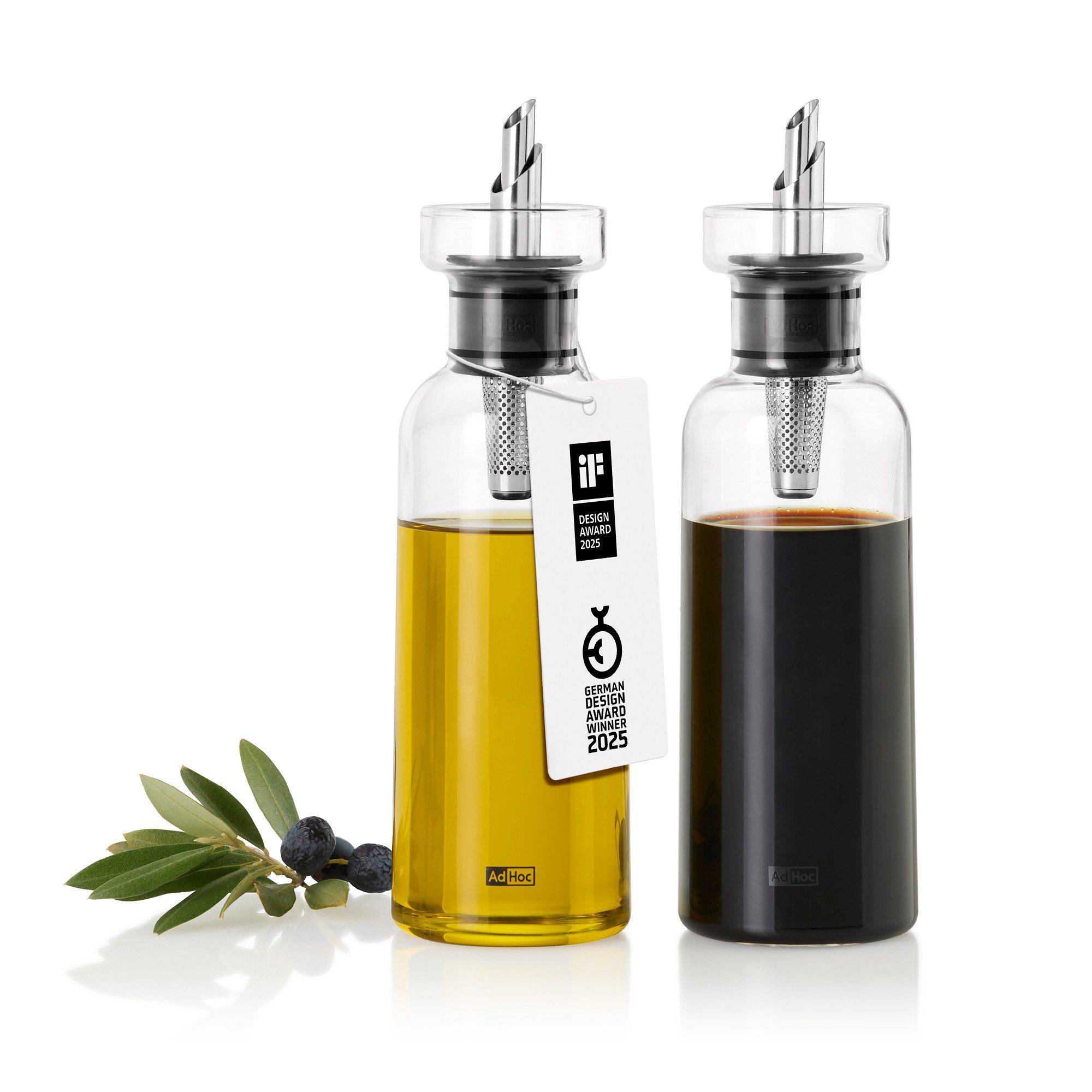 AdHoc Ölspender und Essigspender im Set AromaPour, (2-tlg), der 4in1 Genussexperte für Öl und Essig 300ml
