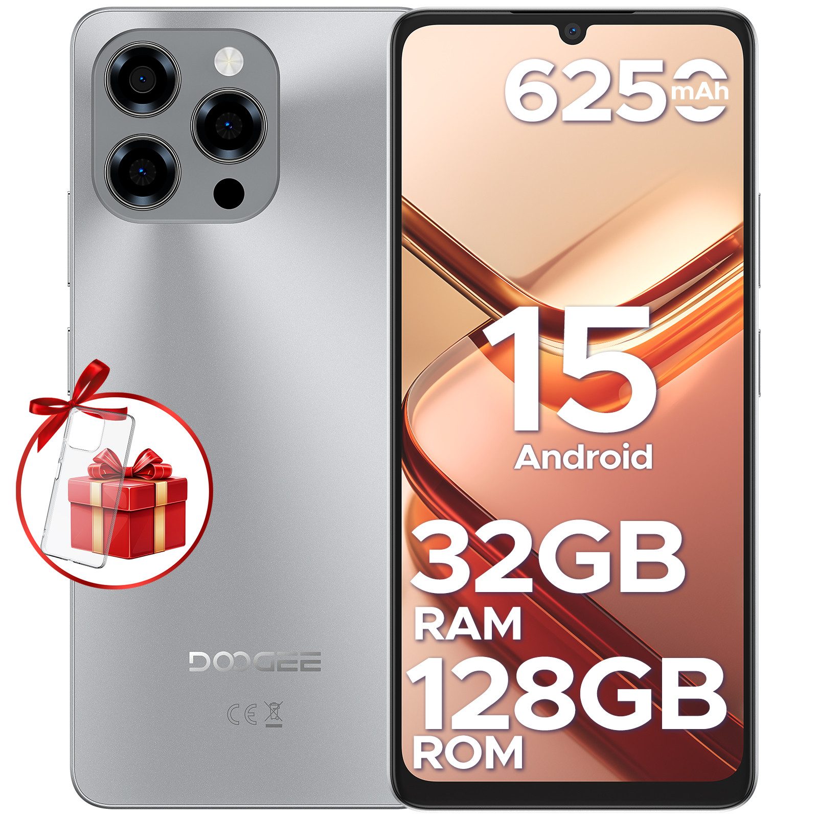 DOOGEE NOTE 58 Neueste Android Handy 6250mAh, 32GB+128GB/2TB TF ohne Vertrag Smartphone (17,1 cm/5.5 Zoll, 128 GB Speicherplatz, 8 MP Kamera, 6.75" HD+ 16MP+8MP, Dual SIM 4G Simlockfreie Стільникові телефони,OTG, GPS, Face ID)