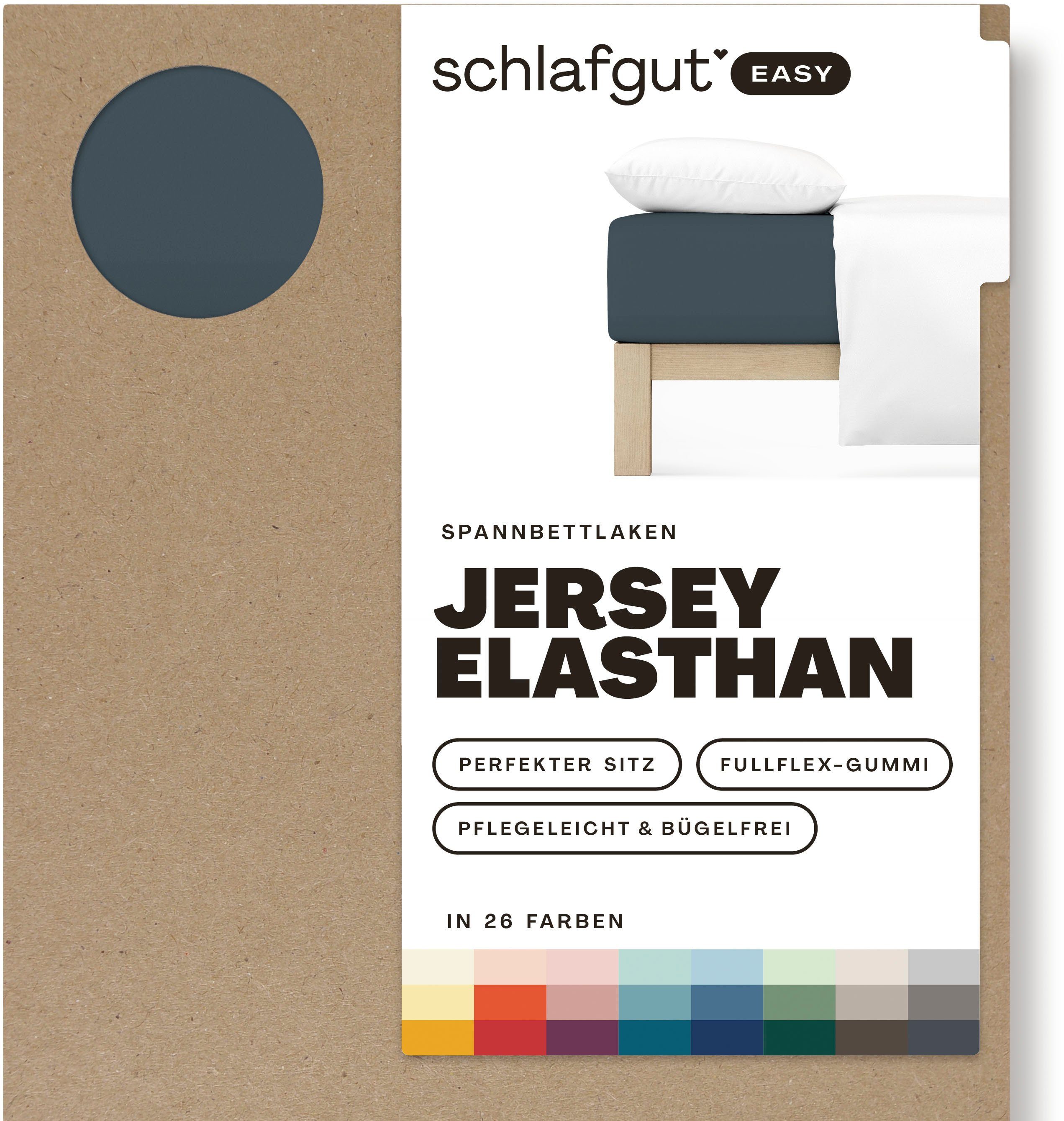 Schlafgut Spannbettlaken EASY JERSEY ELASTHAN Bettlaken, 170 g/m², 95% Baumwolle, 5% Elasthan, Jersey, Gummizug: rundum, (1 Stück), Spannbettlaken bis 30 cm Höh – Bild 2 von 5