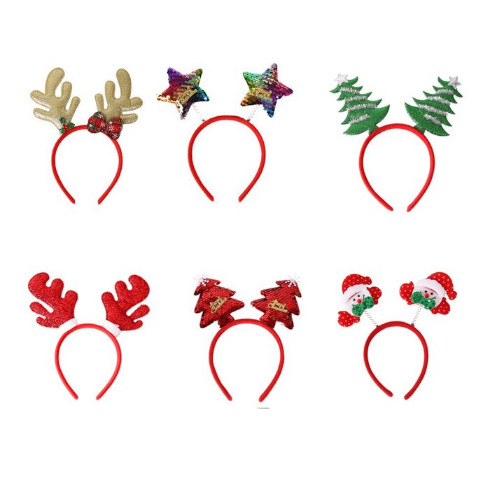 GelldG Stirnband 6Pcs Weihnachten Stirnbänder Weihnachten Stirnband Elfen Hut