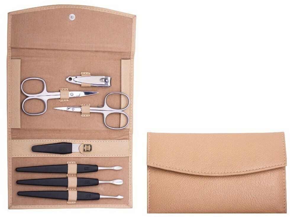 ERBE Maniküre-Etui Erbe Manicüre Leder beige Etui 7-teilg Aktionspreis!, 7 tlg., bestückt mit Solinger Stahlwaren