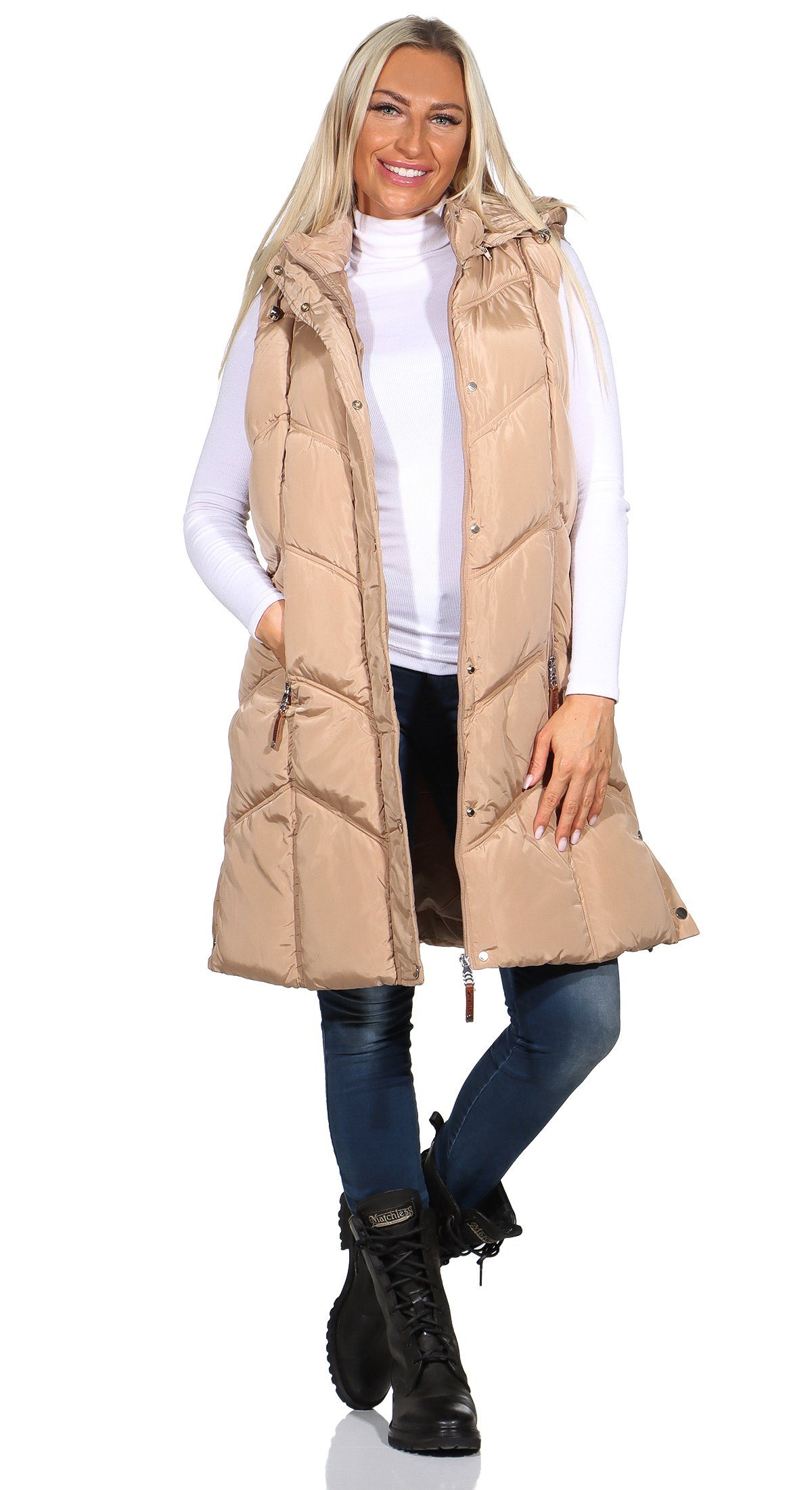 Aurela Damenmode Steppweste Damen Longweste mit günstig online kaufen