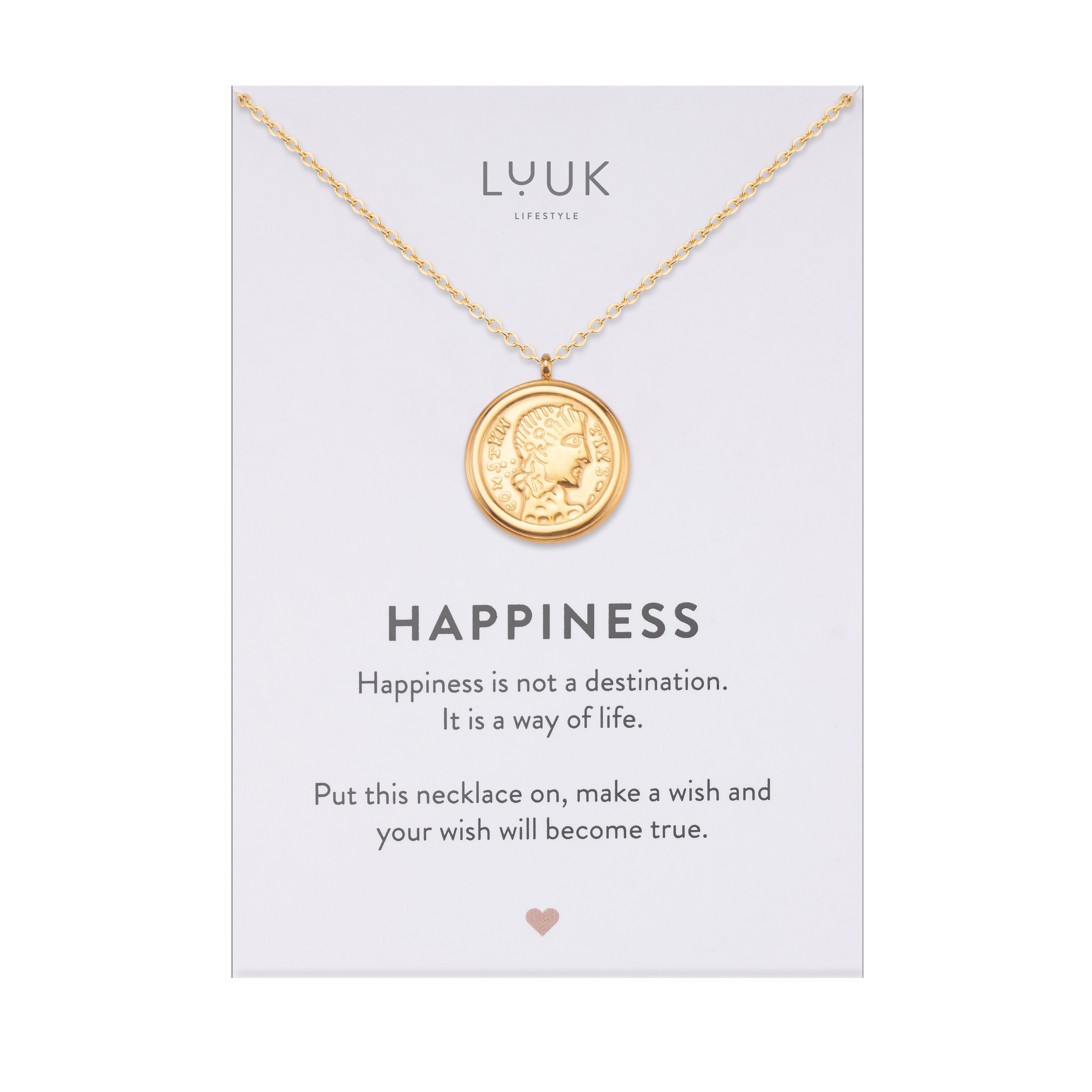 LUUK LIFESTYLE Kette mit Anhänger Kleopatra, mit Happiness Spruchkarte, tolle Geschenkidee