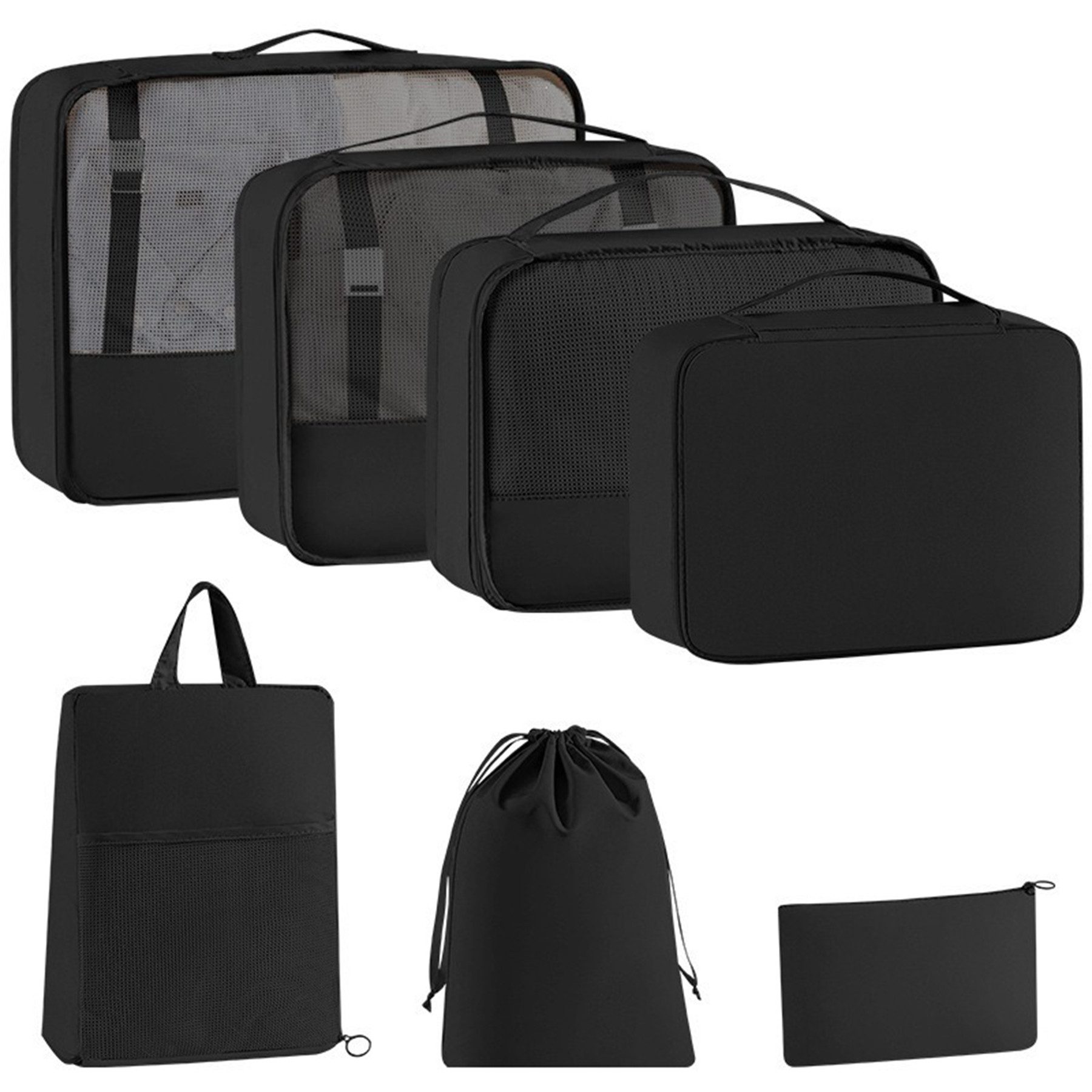 Keyura Kofferorganizer Aufbewahrungstasche tragbarer reise organizer im 7er-set (Packing Cubes,Wasserdichte Reise Kleidertaschen,Packtaschen für koffer, Verpackungswürfel mit Kosmetiktasche, Digitale Tasche, USB Kabel Tasche), Kosmetiktasche für Reisen, Vielreisenden, Freizeitcampern, Wanderern