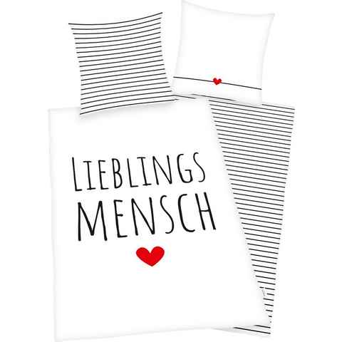 Wendebettwäsche Lieblingsmensch, Herding, Renforcé, mit Schriftzug