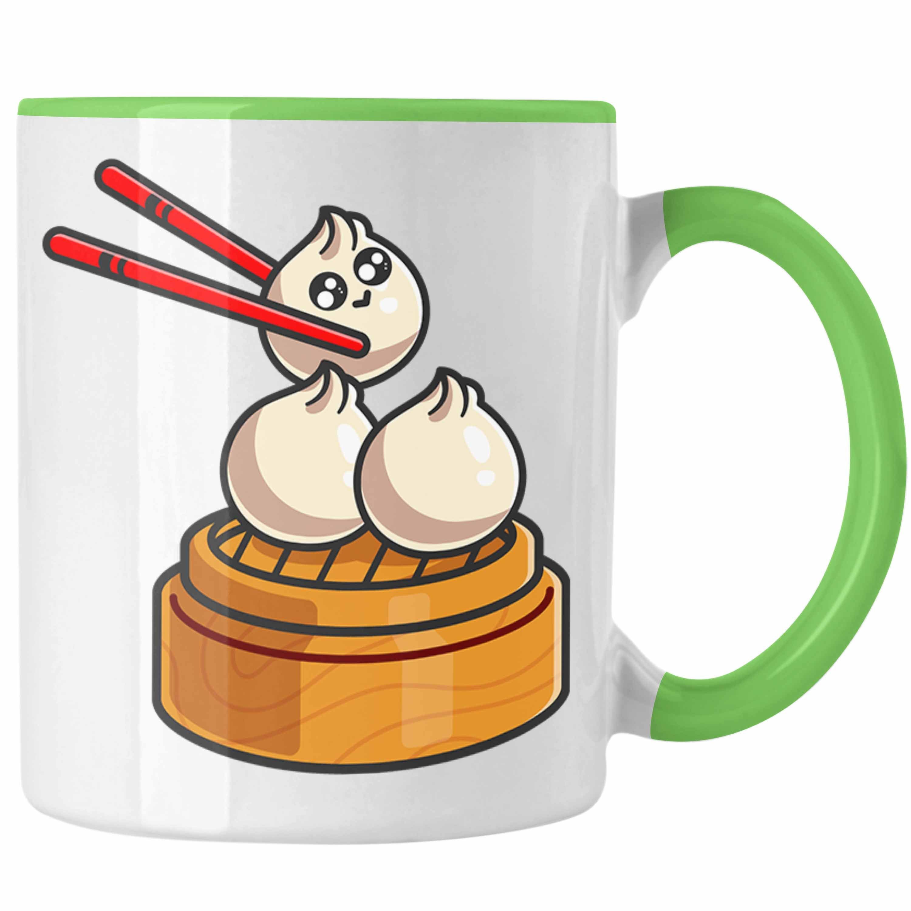 Trendation Tasse Trendation - Dumpling Tasse Geschenk Gyozas Asiatisch Sushi Liebhaber Geschenkidee Stäbchen Grün