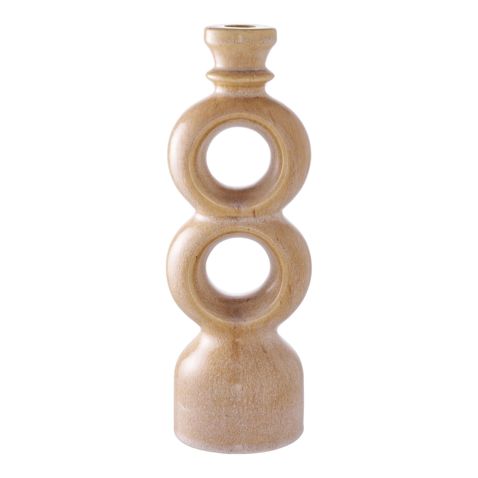 tinkaro Kerzenhalter Keramik-10,7 x 9,5 x 30,5 cm Braun (1 St), Schlichter Teelichthalter für gemütliche Beleuchtung im Wohnzimmer
