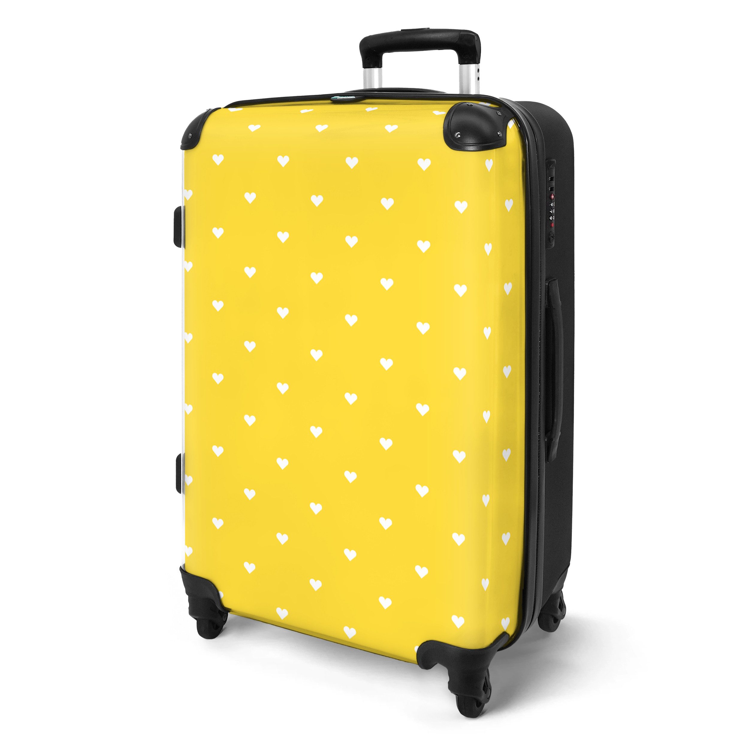 NoBoringSuitcases.com© Hartschalen-Trolley Herzen - Gelb - günstig online kaufen