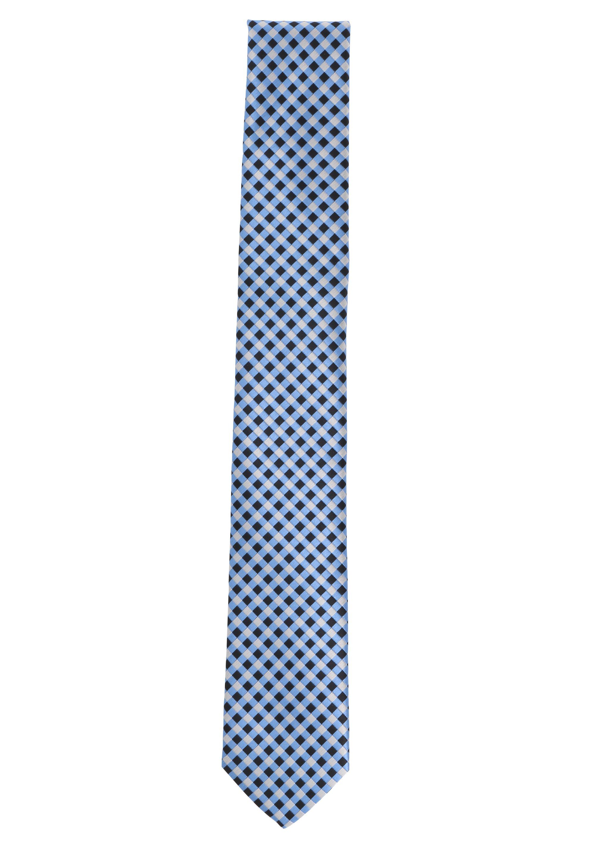 Fabio Farini Krawatte karierte Herren Schwarz/Hellblau/Silber 6cm (6cm), (ohne 8cm Box, oder in Breite Krawatte Kariert) Schlips Schmal 