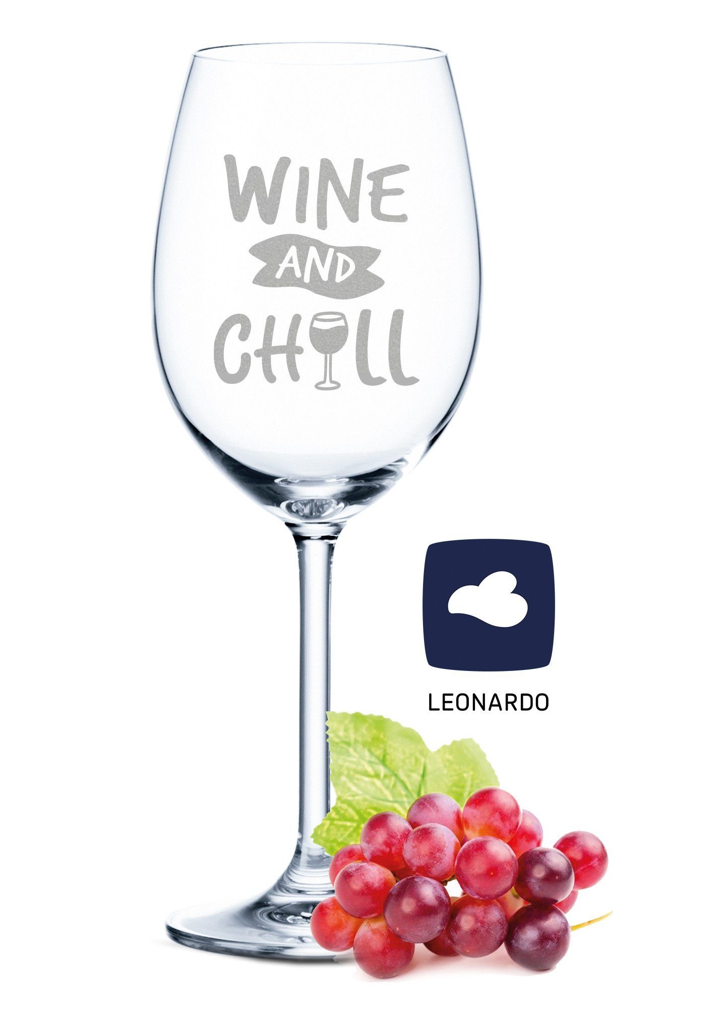 GRAVURZEILE Rotweinglas Leonardo Weinglas mit Gravur - Wine and chill, Glas