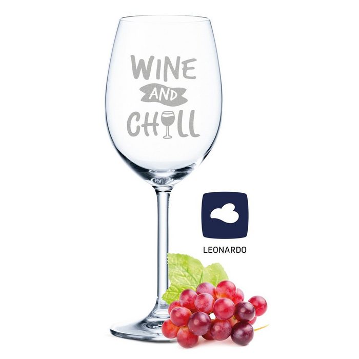 GRAVURZEILE Rotweinglas Leonardo Weinglas mit Gravur "Wine and chill" Glas