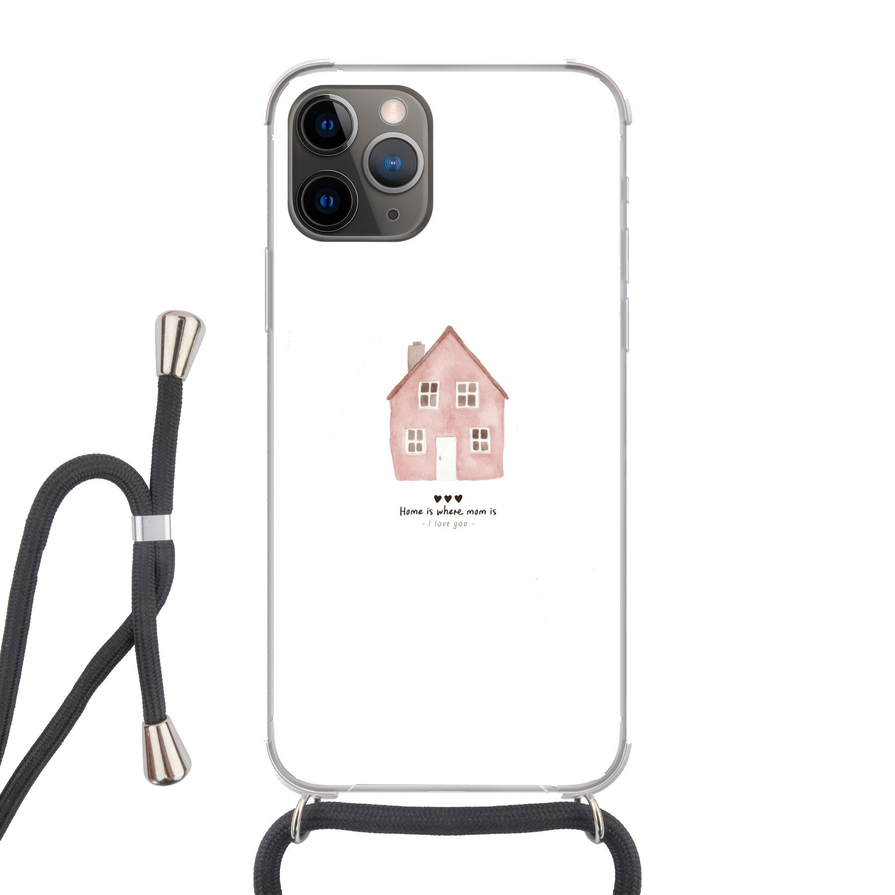 MuchoWow Handyhülle für Apple iPhone 13 Pro Max Landhaus - Rosa - Zitat - Mutter, Tragbare Handyhüllen mit Kette zum umhängen, Handykette Handyband
