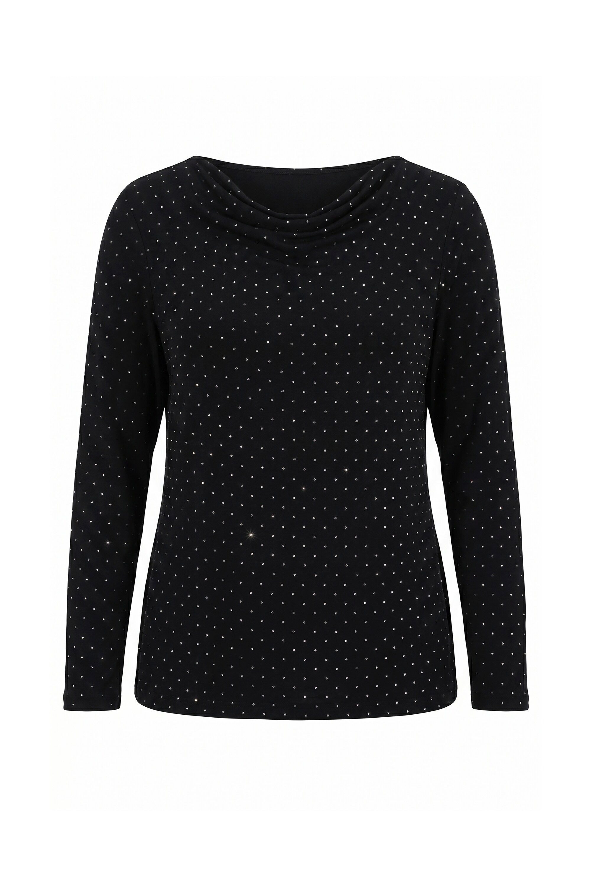 Ulla Popken Longsleeve Shirt Ziersteine Slim Wasserfall-Ausschnitt – Bild 2 von 4