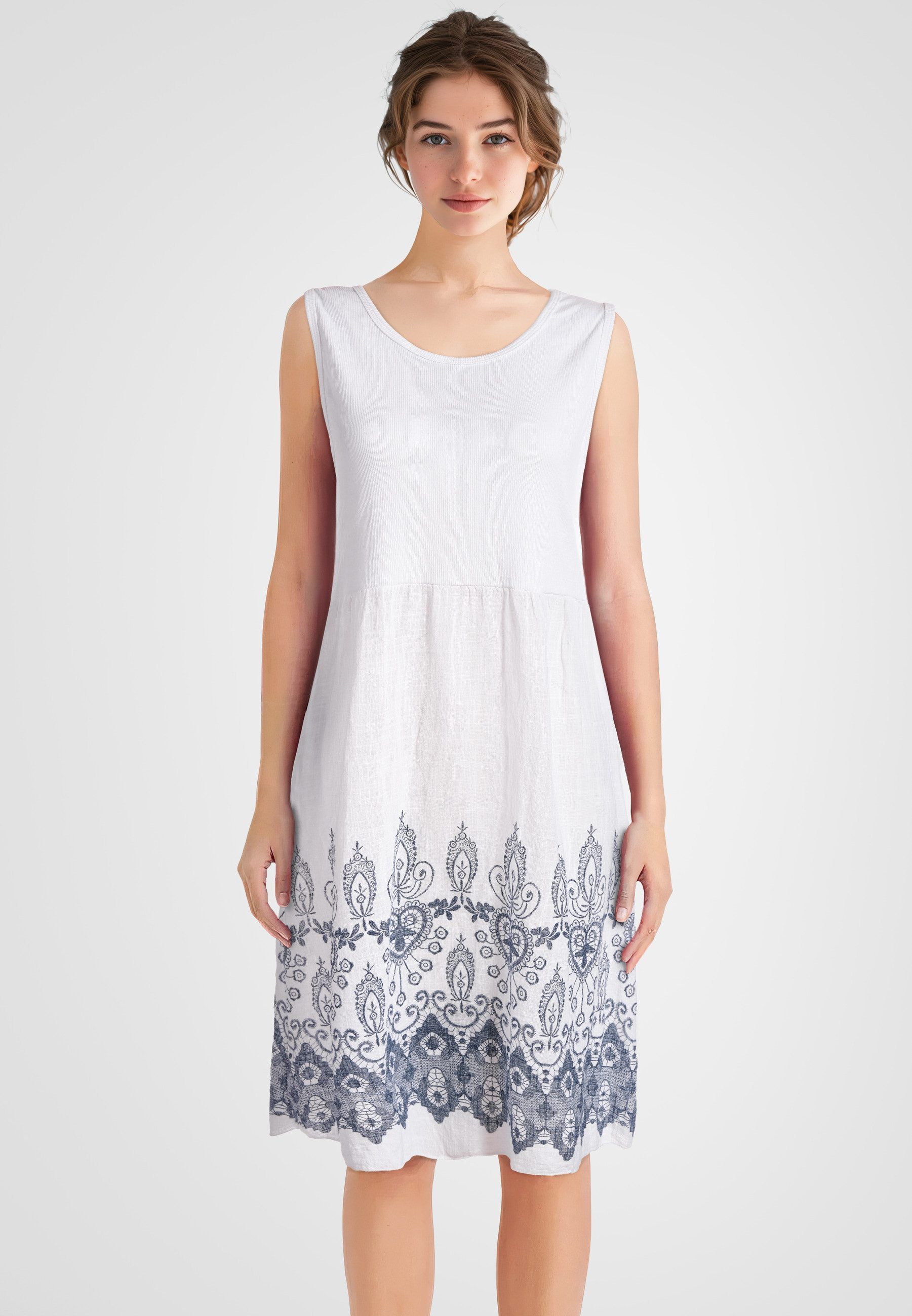 PEKIVESSA Sommerkleid Ärmelloses Trägerkleid aus Rippstrick günstig online kaufen